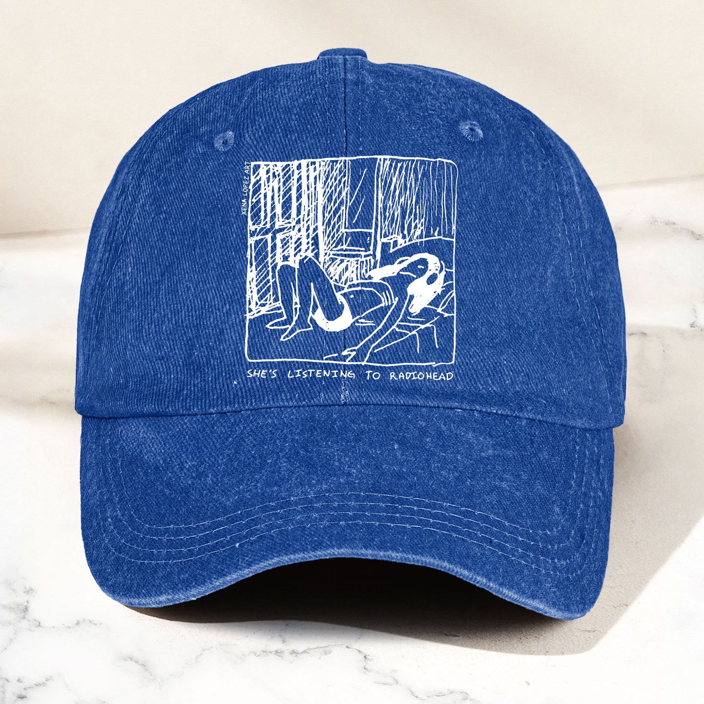 She's Listening to Radiohead Denim Cap – Retro Radiohead Tribute Merch Dad Hat (With Box)