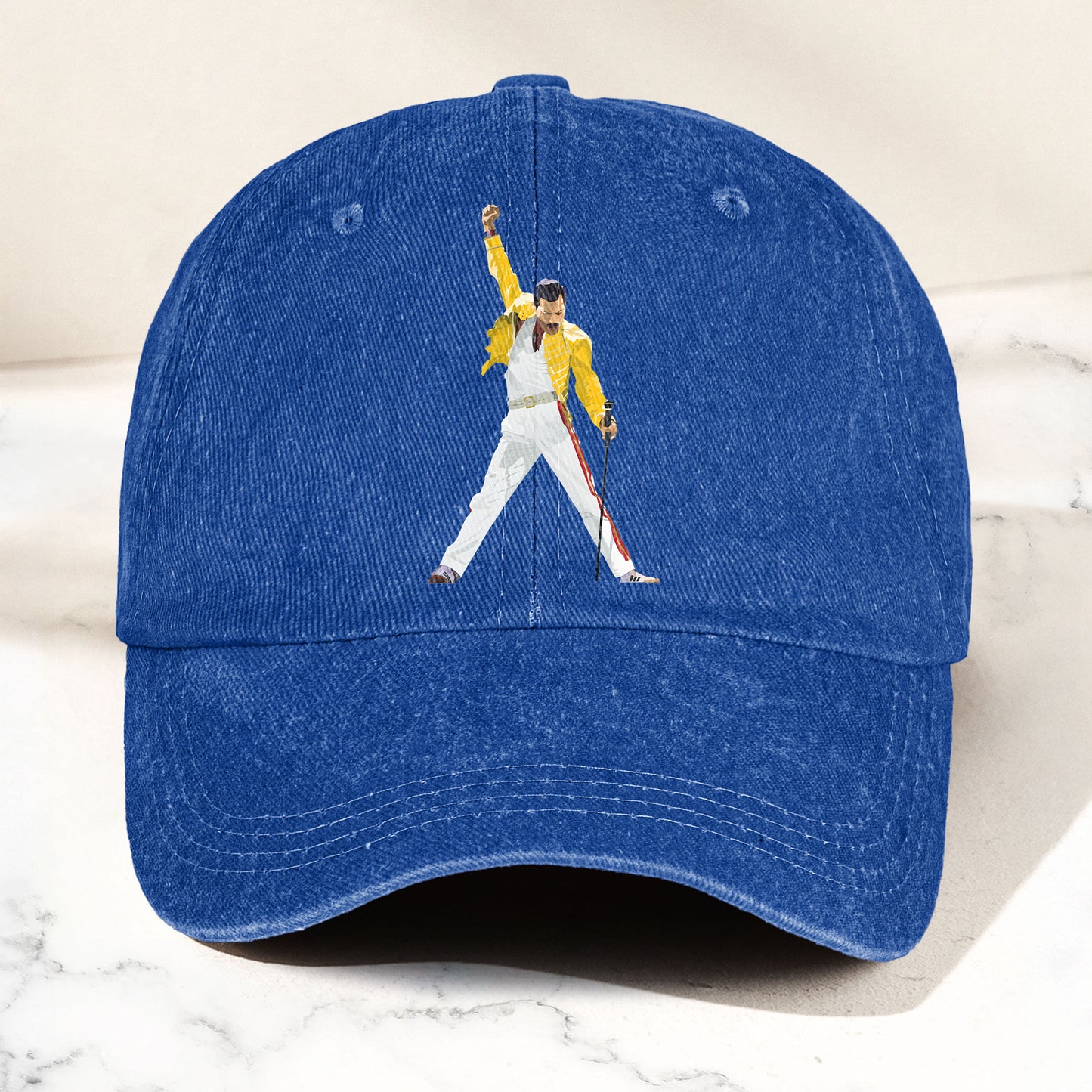 Vintage Freddie Mercury Denim Cap – Queen Band Tribute Merch Dad Hat (With Box)