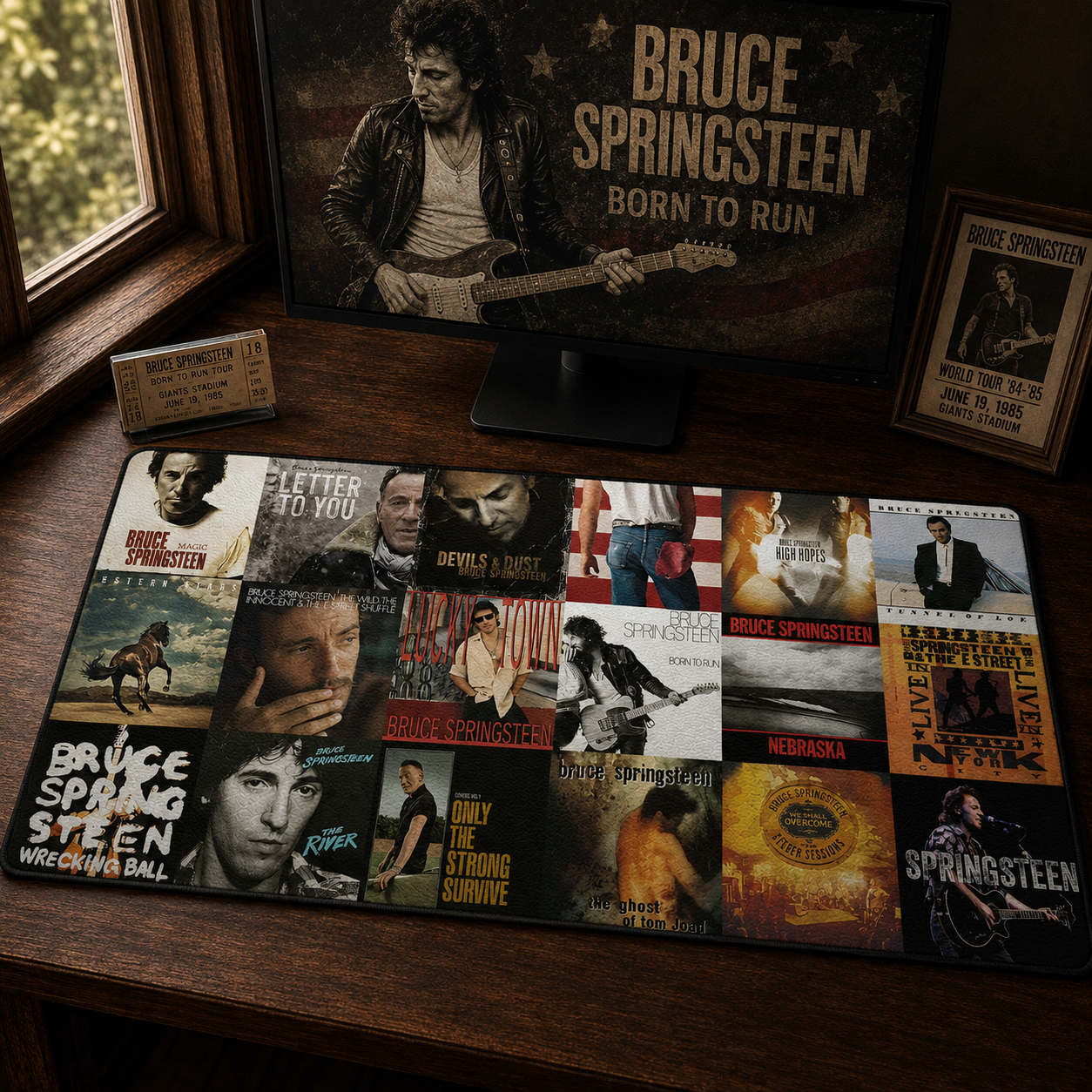 Bruce Springsteen Art Print Music Desk Mat – Non-slip Home Office Gift Keyboard Pad Birthday Gift For Music Lovers