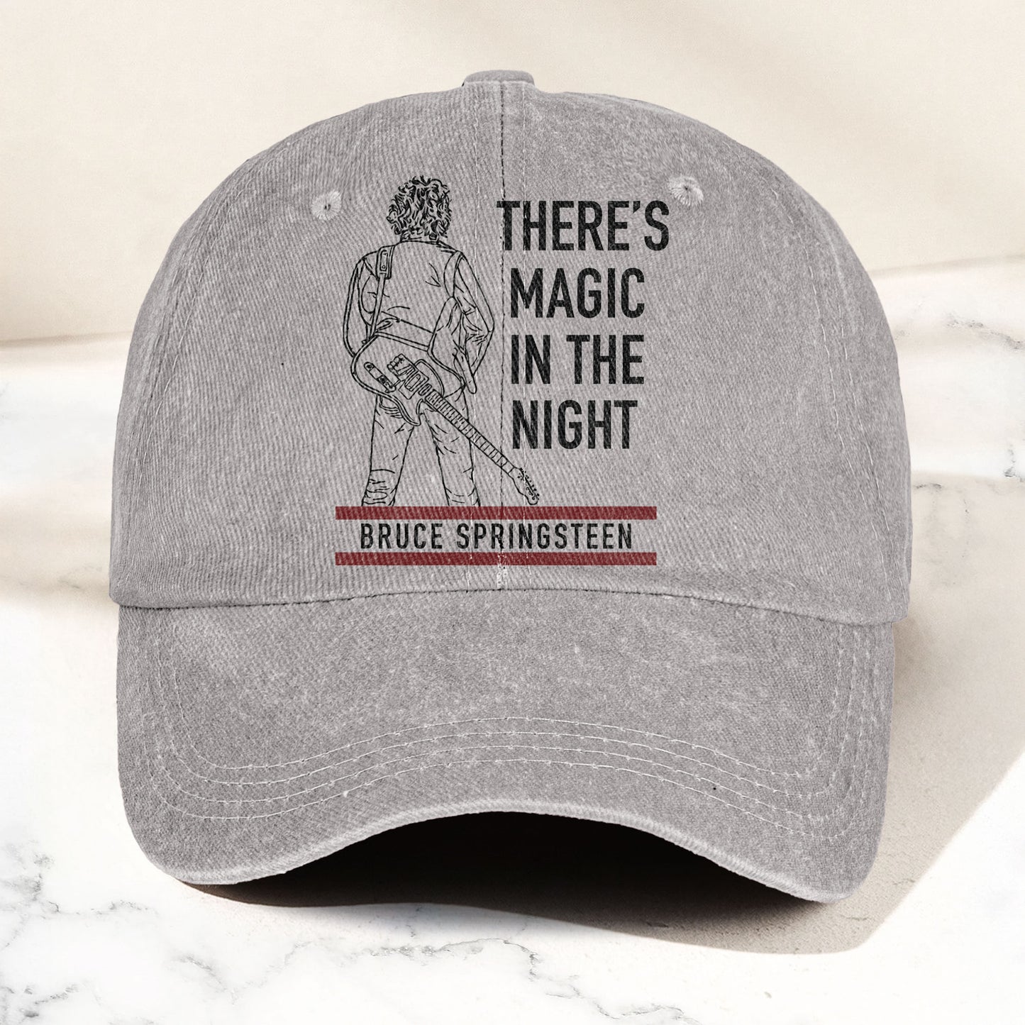Bruce Springsteen Magic In The Night Black Version Denim Cap - Retro Vintage Dad Cap Gift For Dad (With Box)