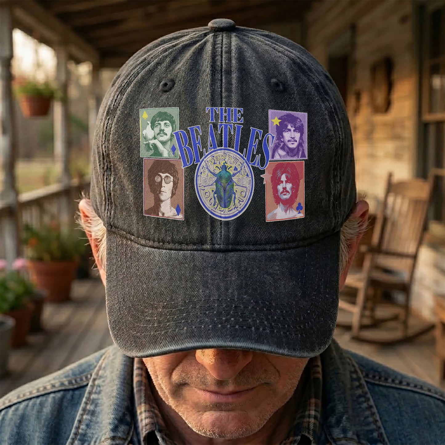 The Beatles Vintage Portraits Graphic Music Merch Denim Cap – Retro Vintage Dad Cap Gift For Dad (With Box)