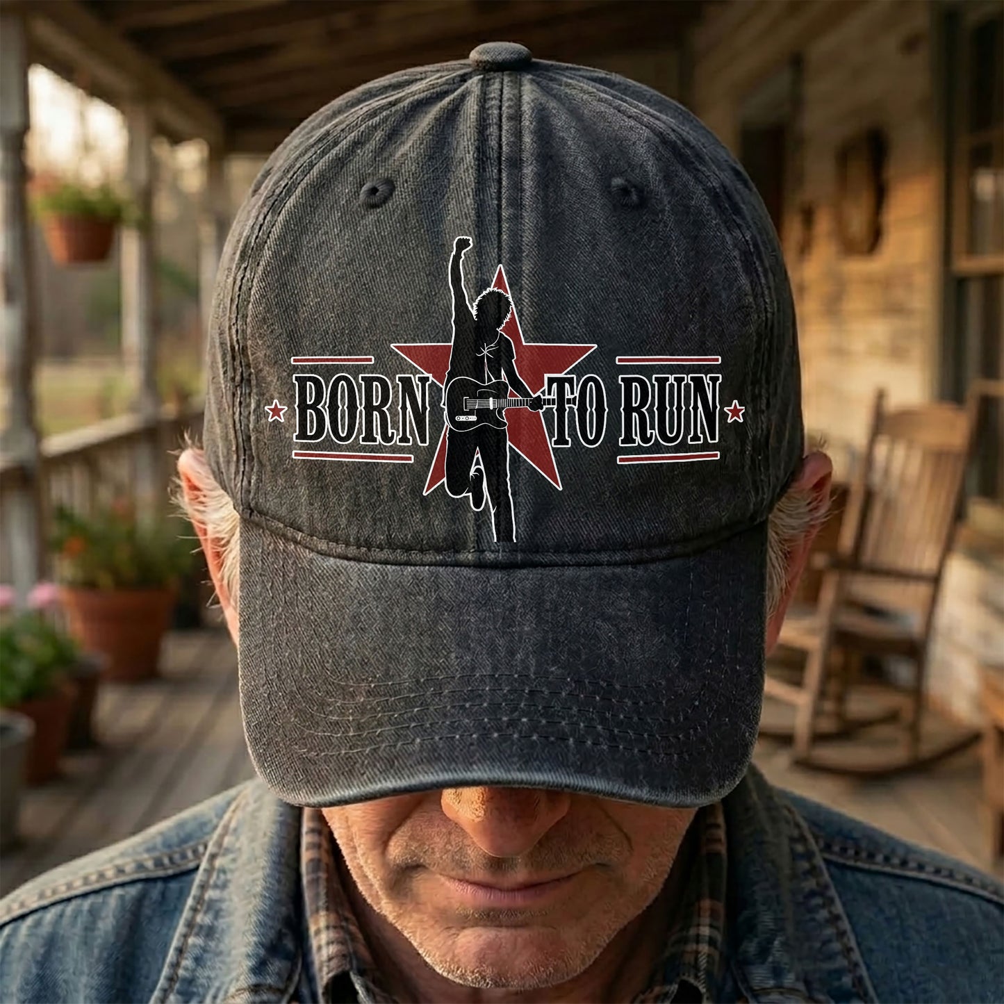 Bruce Springsteen Born To Run Music Merch Denim Cap – Retro Vintage Dad Cap Gift For Dad (With Box)