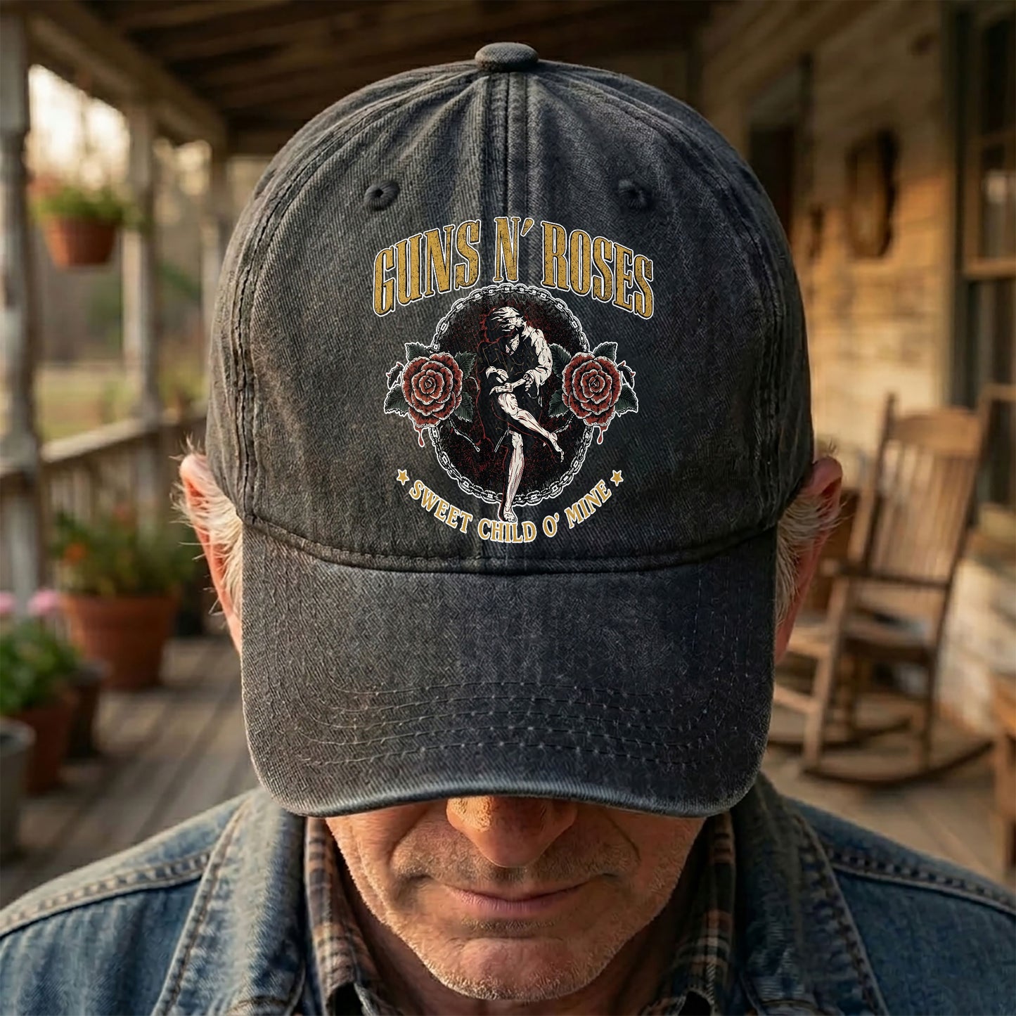 Guns N Roses Sweet Child O Mine Rock Music Merch Denim Cap – Retro Vintage Dad Cap Gift For Dad (With Box)