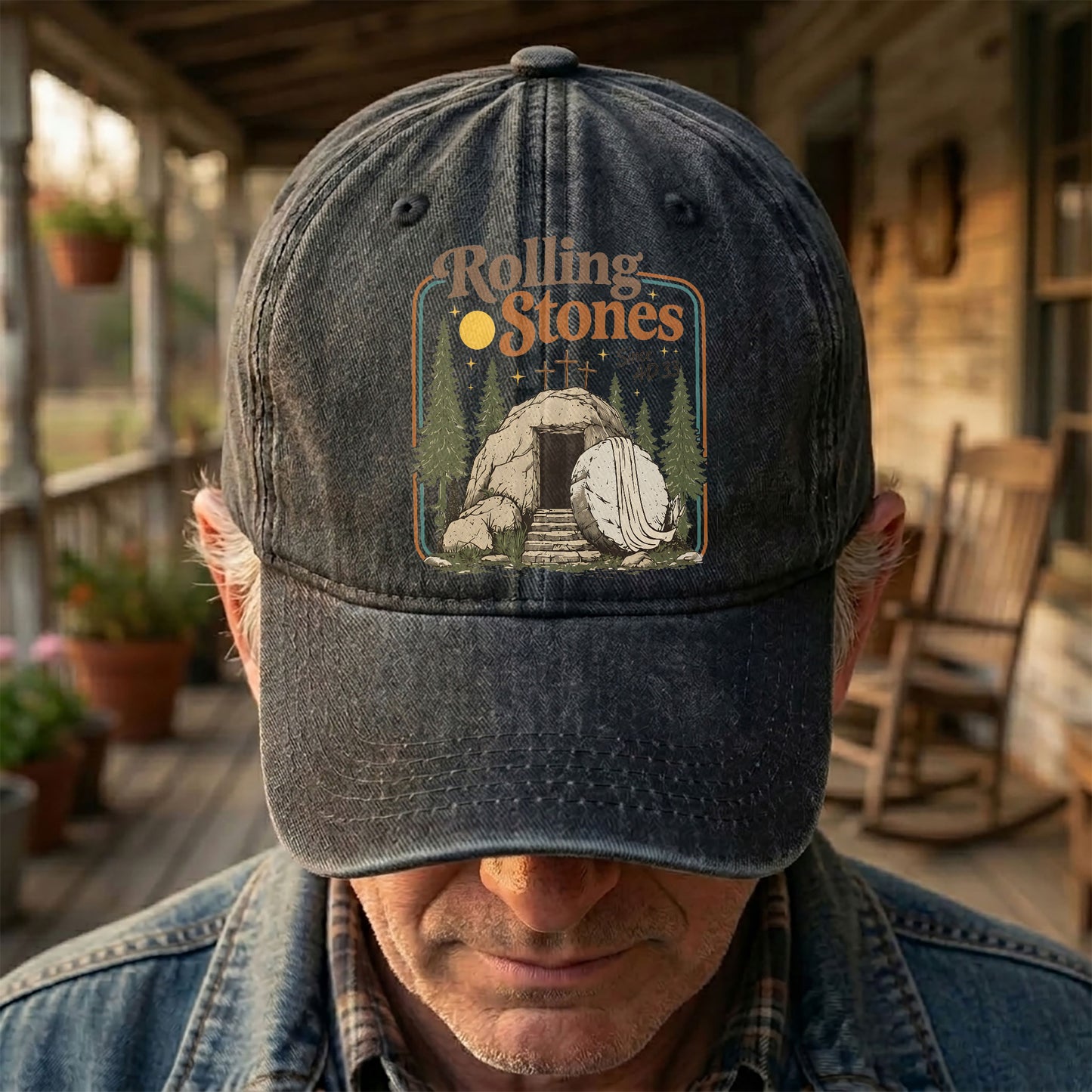 The Rolling Stones Christian Parody Empty Tomb Music Merch Denim Cap – Retro Vintage Dad Cap Gift For Dad (With Box)