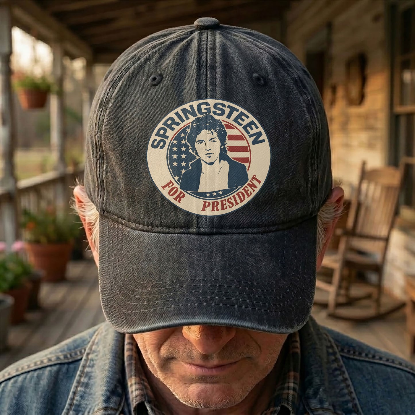 Bruce Springsteen For President Music Merch Denim Cap – Retro Vintage Dad Cap Gift For Dad (With Box)