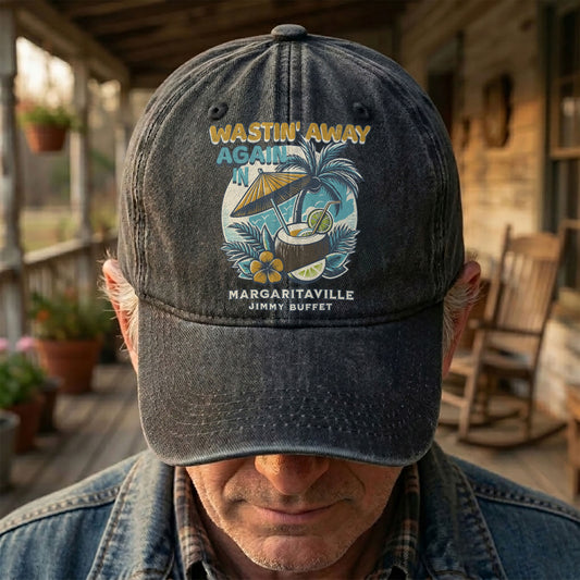 Margaritaville Denim Cap – Retro Jimmy Buffett Inspired Dad Hat (With Box)
