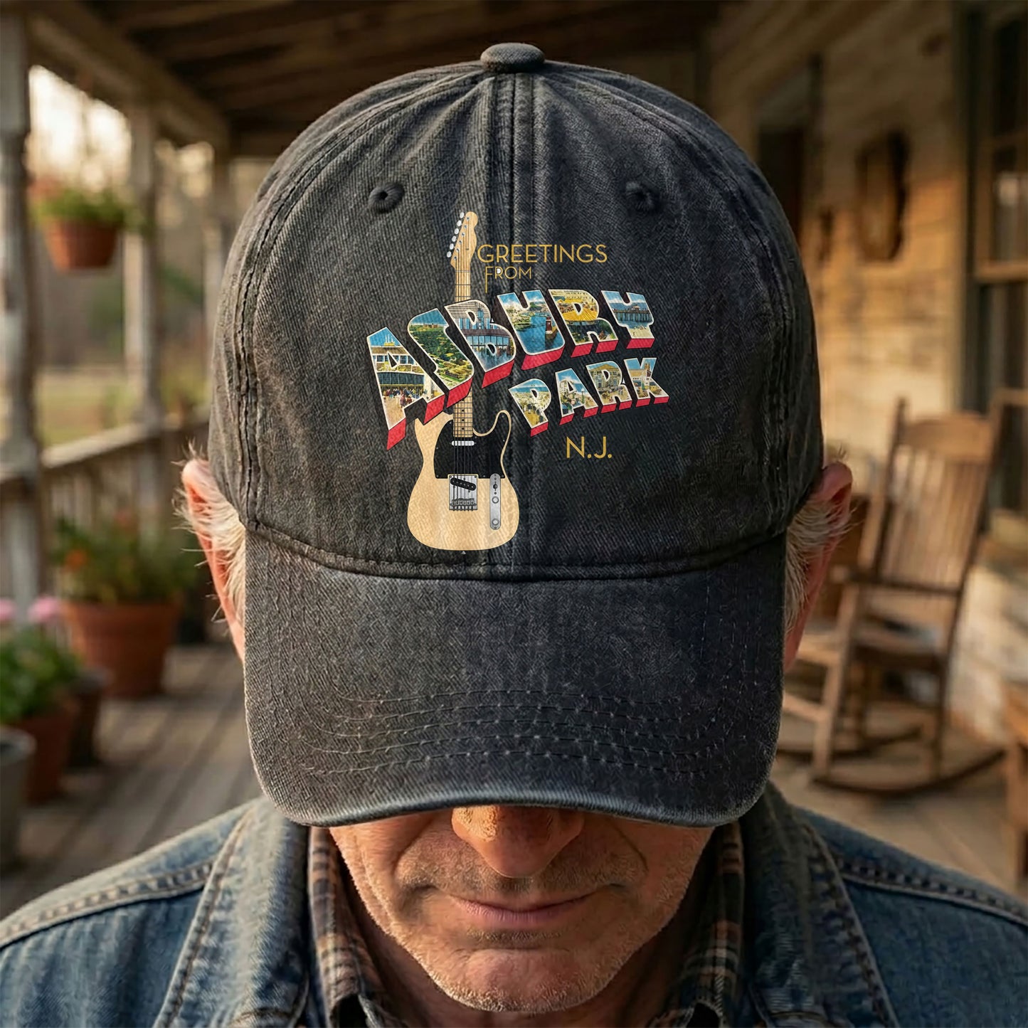 Bruce Springsteen Greetings From Asbury Park Vintage Rock Band Denim Cap- Retro Vintage Dad Cap Gift For Dad (With Box)