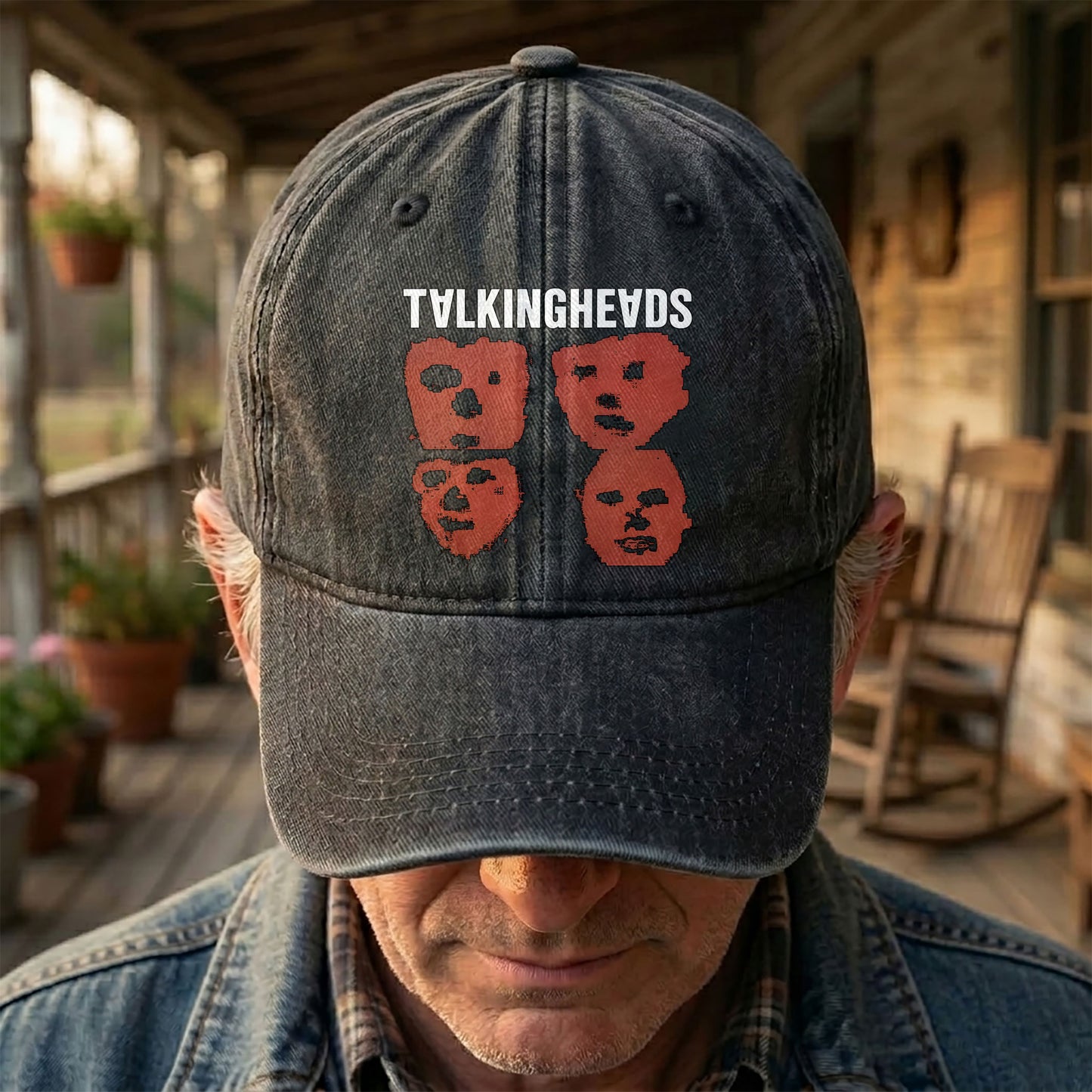 Talking Heads Graphic Remain in Light  Graphic Denim Cap – Retro Music Fan Cap Gift For Dad (With Box)