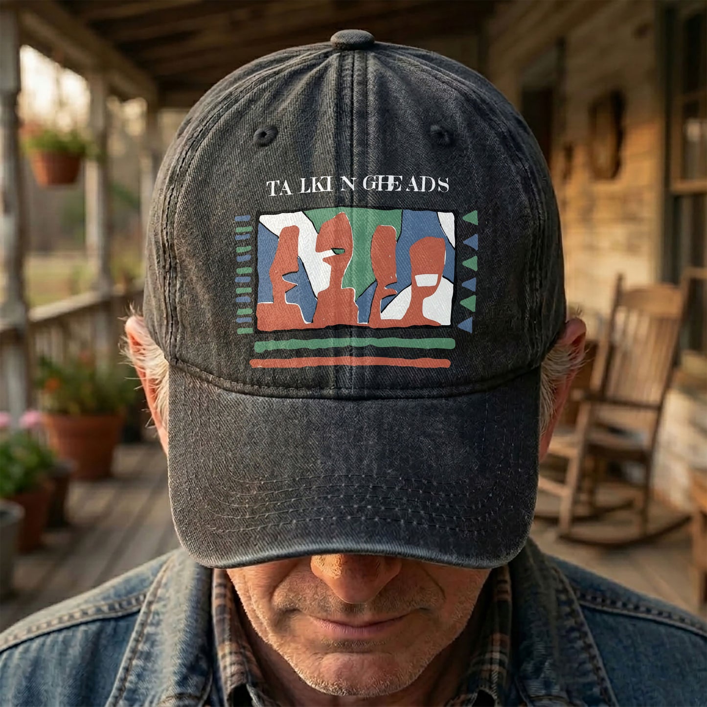Talking Head Artwork Denim Cap – Retro Talking Head Tribute Merch Dad Hat (With Box)