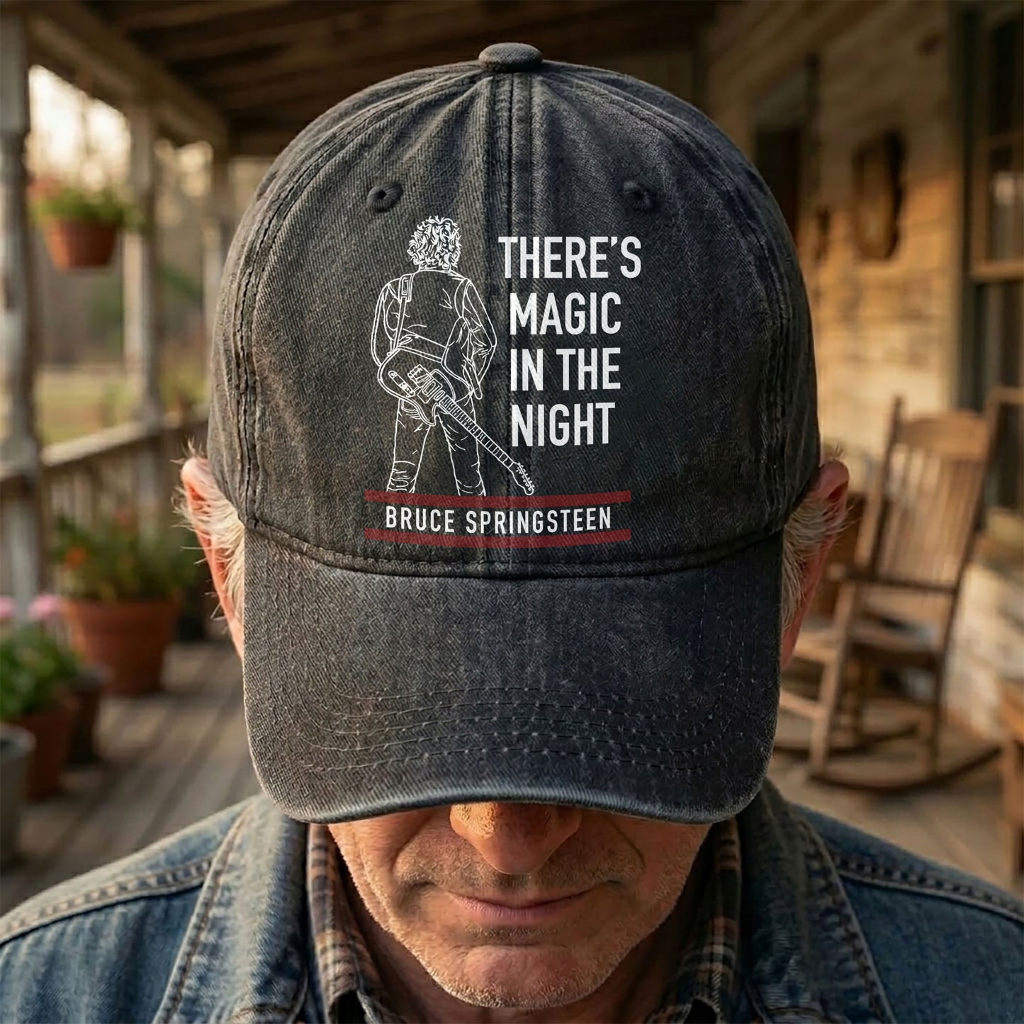 Bruce Springsteen Magic In The Night Denim Cap - Retro Vintage Dad Cap Gift For Dad (With Box)