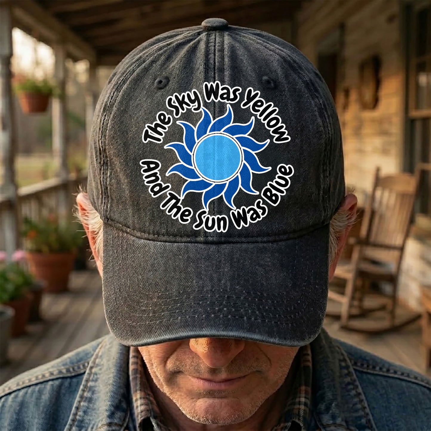 The Sky Was Yellow And The Sun Was Blue Denim Cap – Grateful Dead Tribute Merch Dad Hat (With Box)