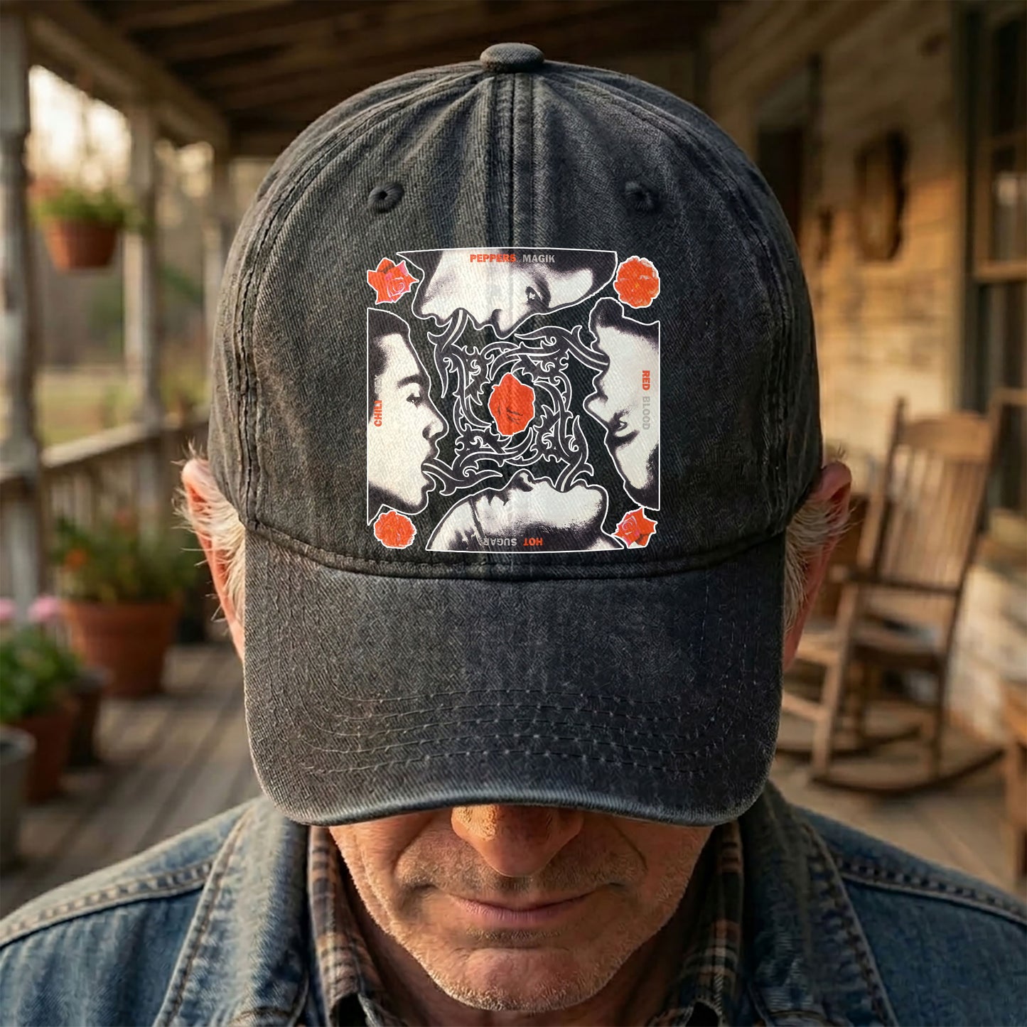 Blood Sugar Sex Magik Graphic Denim Cap – Vintage Red Hot Chili Peppers Album Merch Gift for Dad (With Box)