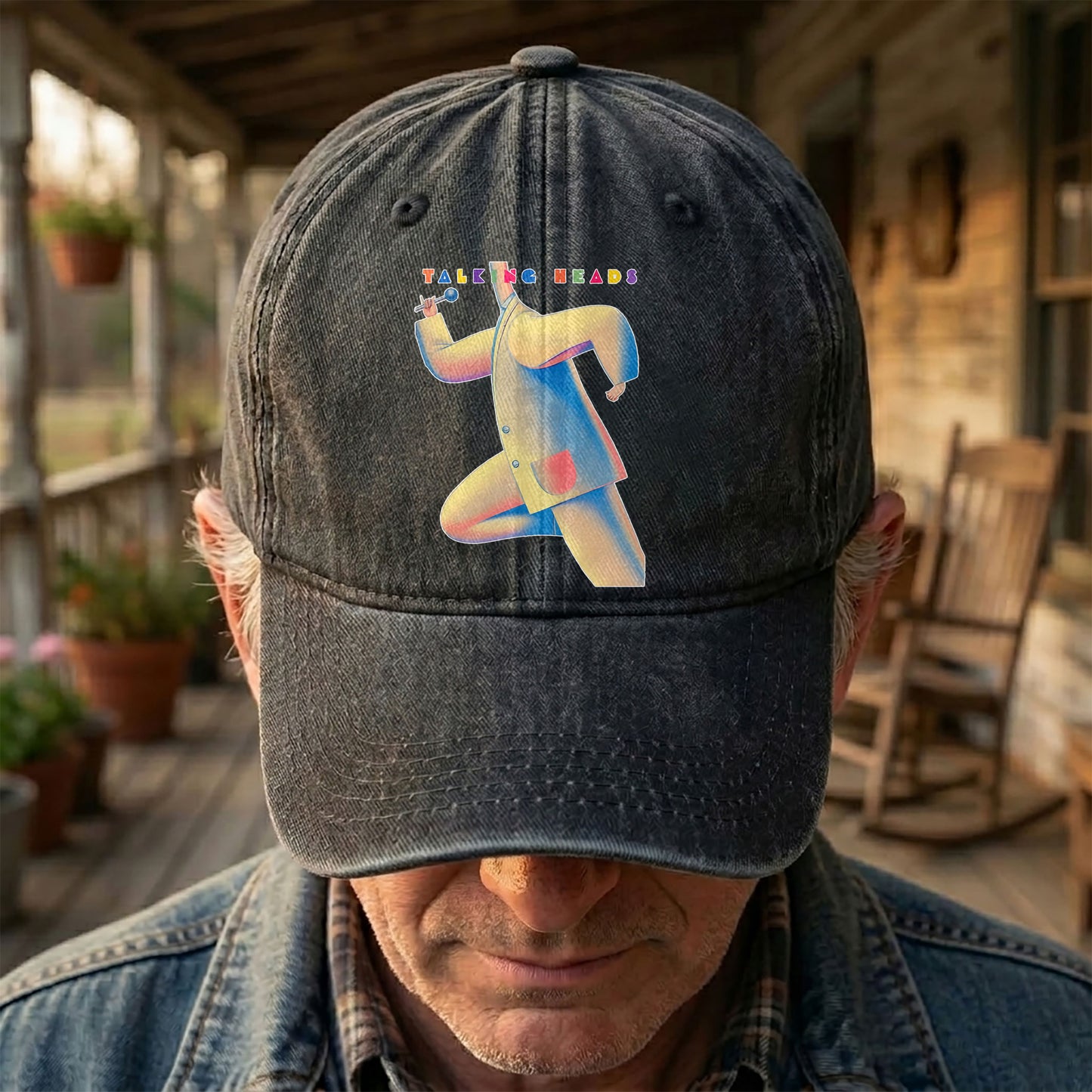 Talking Heads 80s The Band & Their Music Denim Cap – Retro Music Fan Cap Gift For Dad (With Box)