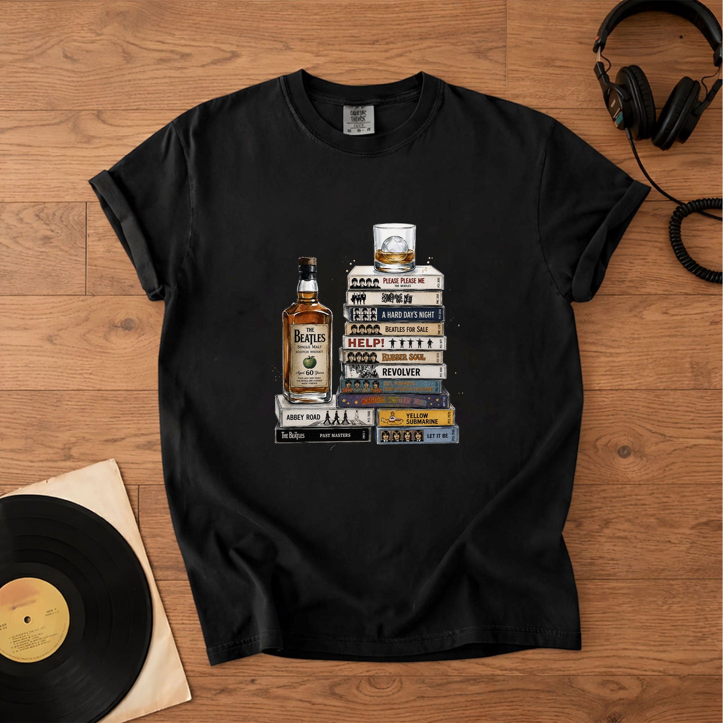 The Beatles Band Cassette Album Collection Vintage T-Shirt – Retro Music The Beatles Merch Tee