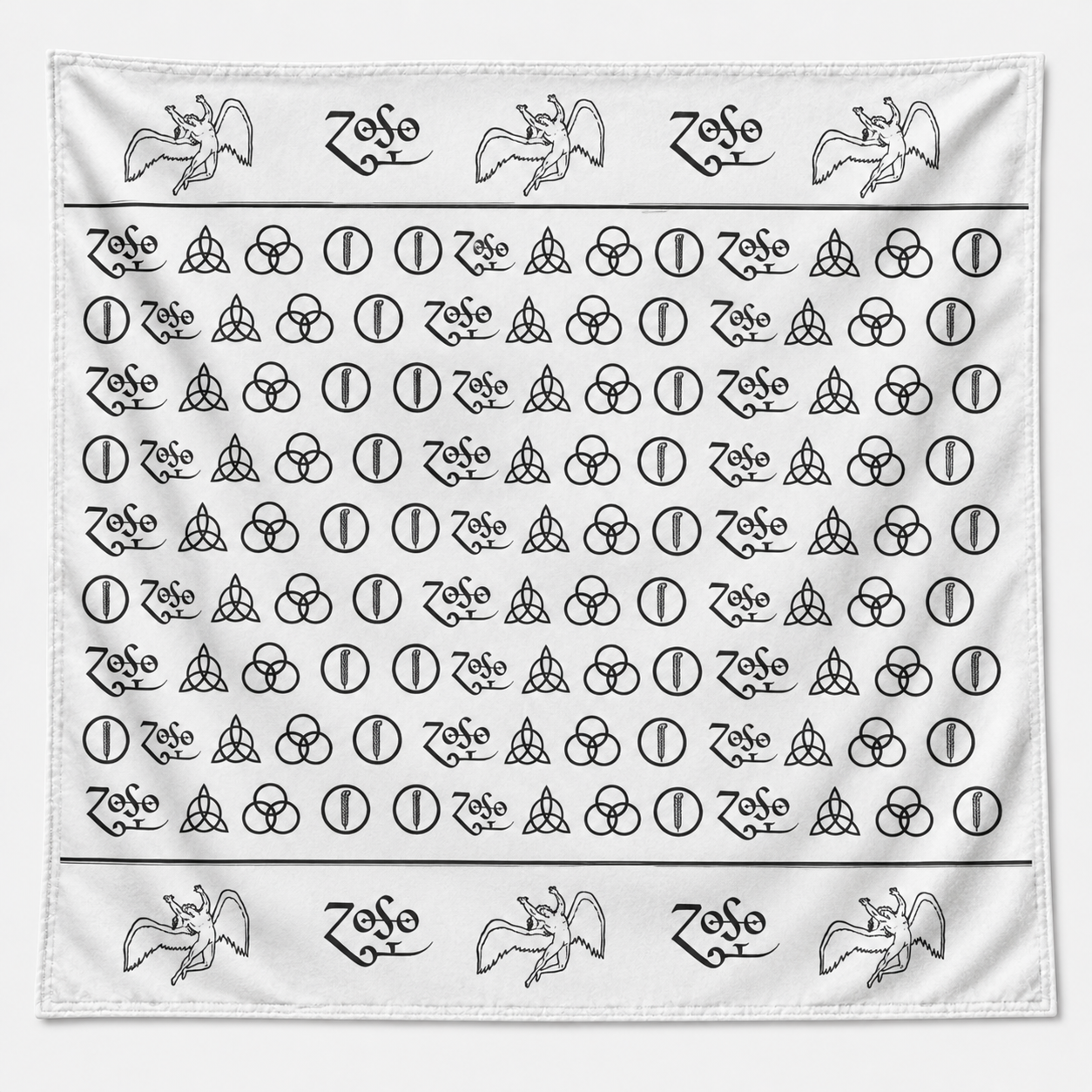Led Zeppelin Bandana – Vintage Zoso Symbols & Icarus Design Rock Bandana for Classic Rock Fans