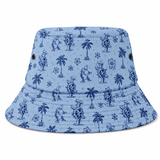 Vintage Grateful Dead Terrapin Turtles Pattern Bucket Hat – Blue All Over Print Festival Hat, Retro Jam Band Inspired Unisex Sun Hat