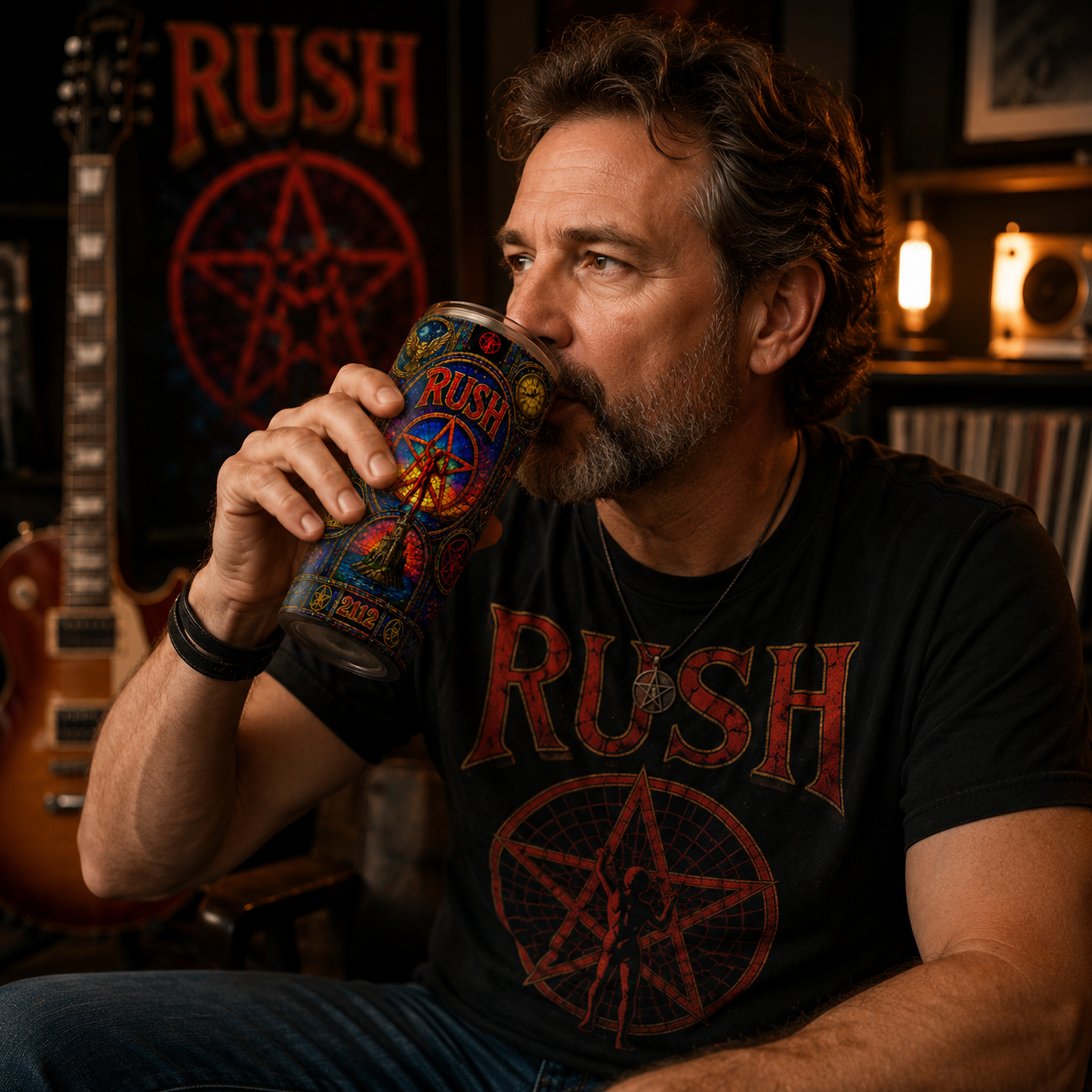 Rush 2112 Stained Glass Tumbler - 20oz 40oz Stainless Steel Travel Mug Inspired by Classic Progressive Rock