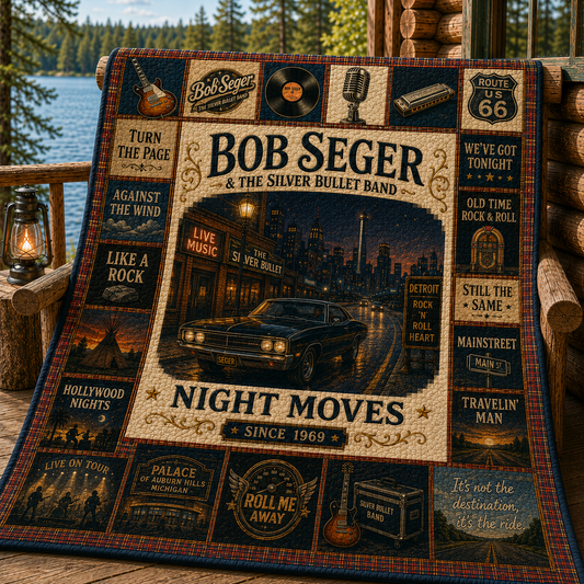 Bob Seger Quilt Blanket – Vintage Classic Rock Music Blanket For Bob Seger Fans