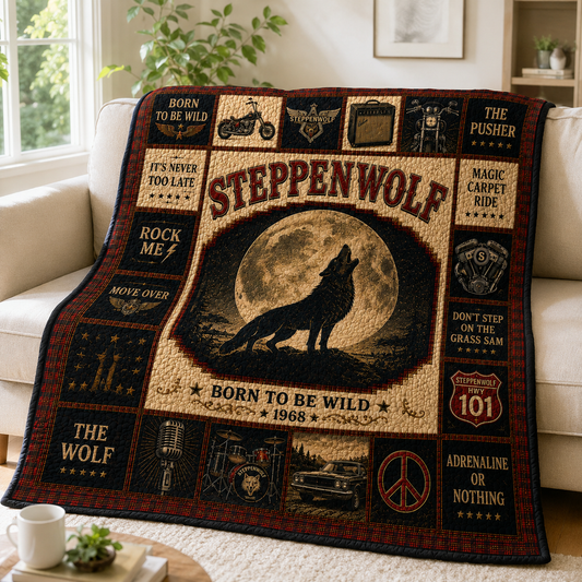SteppenWolf Quilt Blanket – Iconic Symbol Nostalgic High Quality Blanket