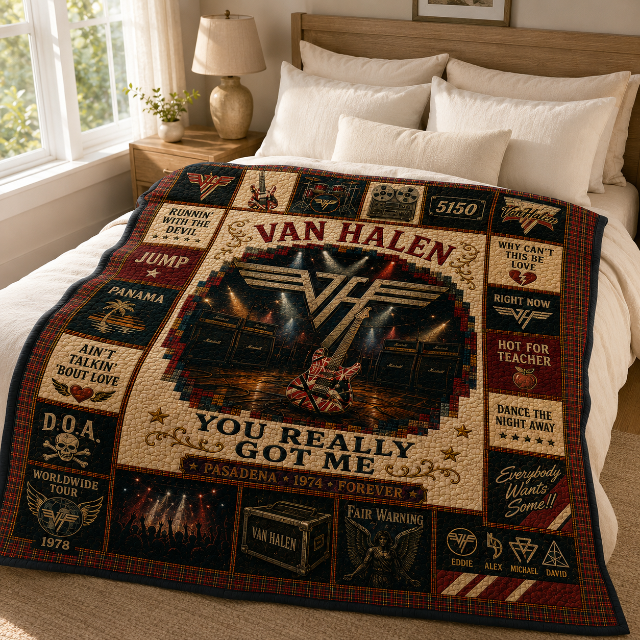 Van Halen Quilt Blanket – Iconic Symbol Nostalgic High Quality Blanket