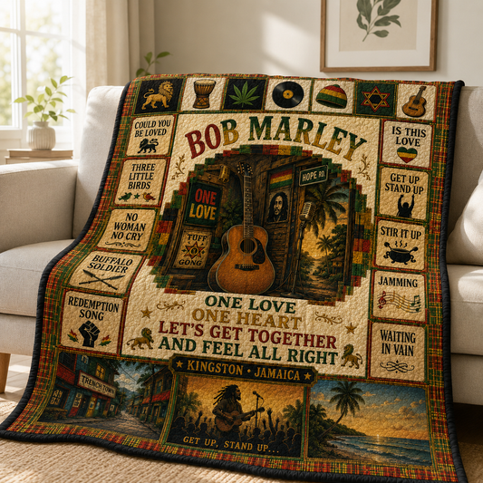 Bob Marley Quilt Blanket – Iconic Symbol Nostalgic High Quality Blanket