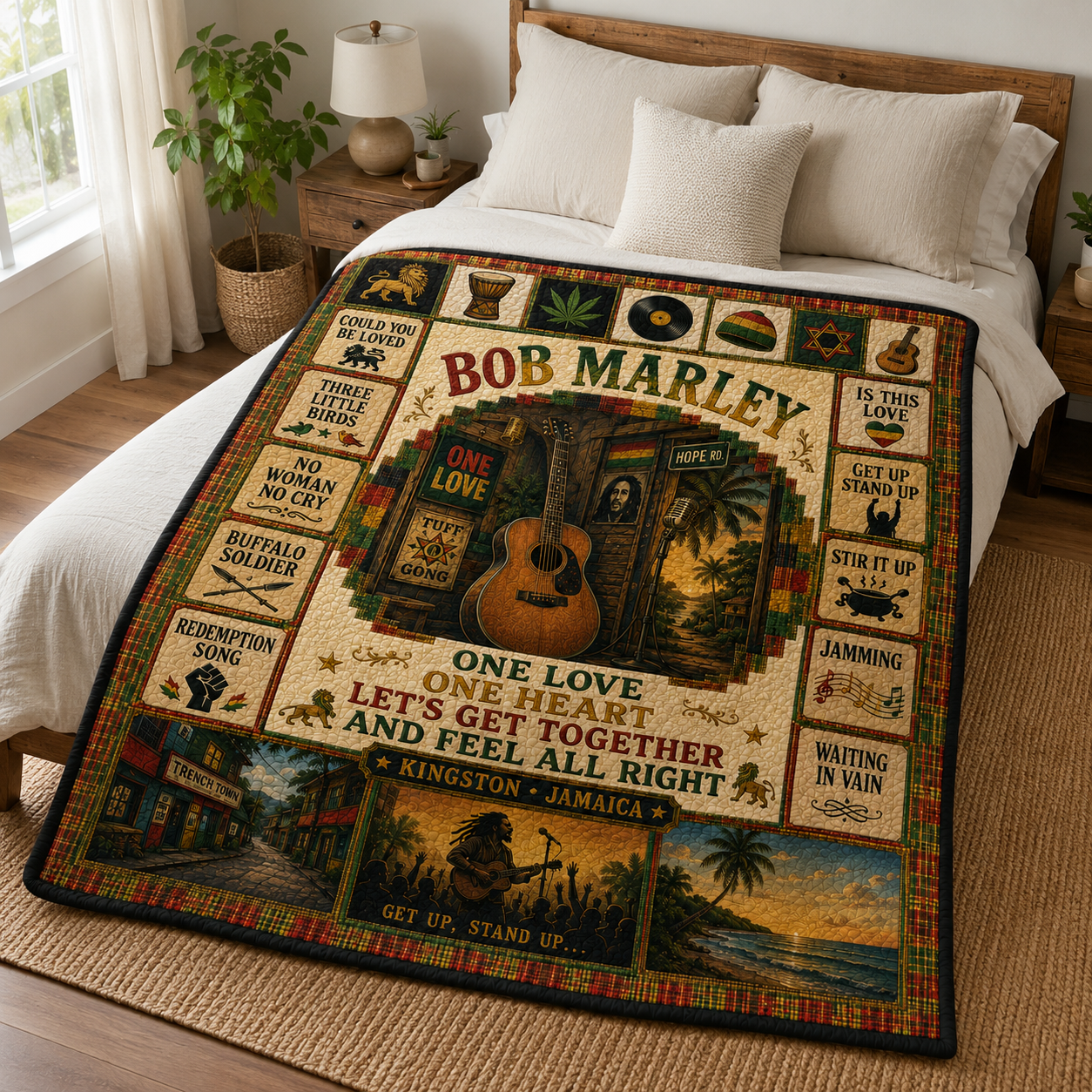 Bob Marley Quilt Blanket – Iconic Symbol Nostalgic High Quality Blanket