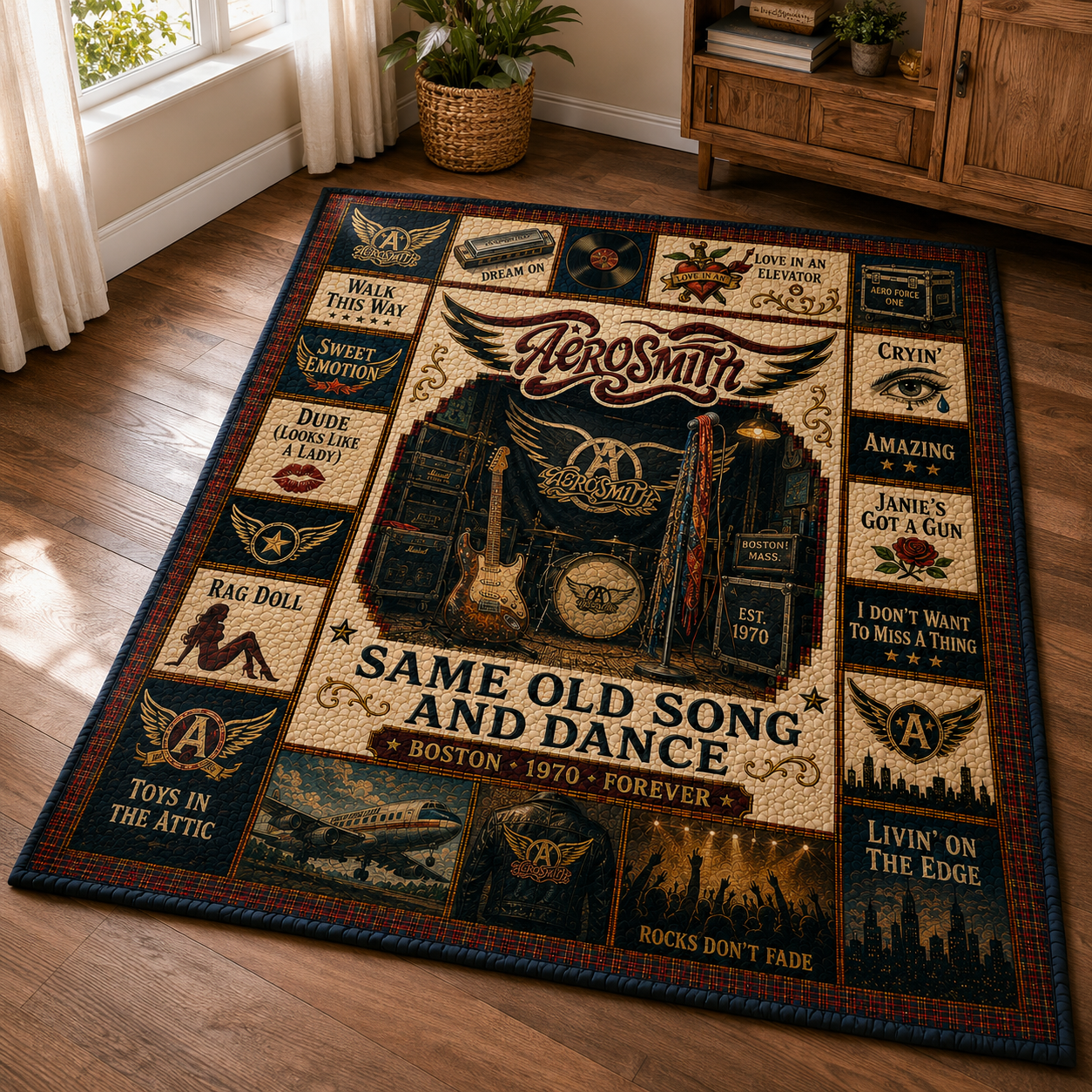 Aerosmith Quilt Blanket – Iconic Symbol Nostalgic High Quality Blanket