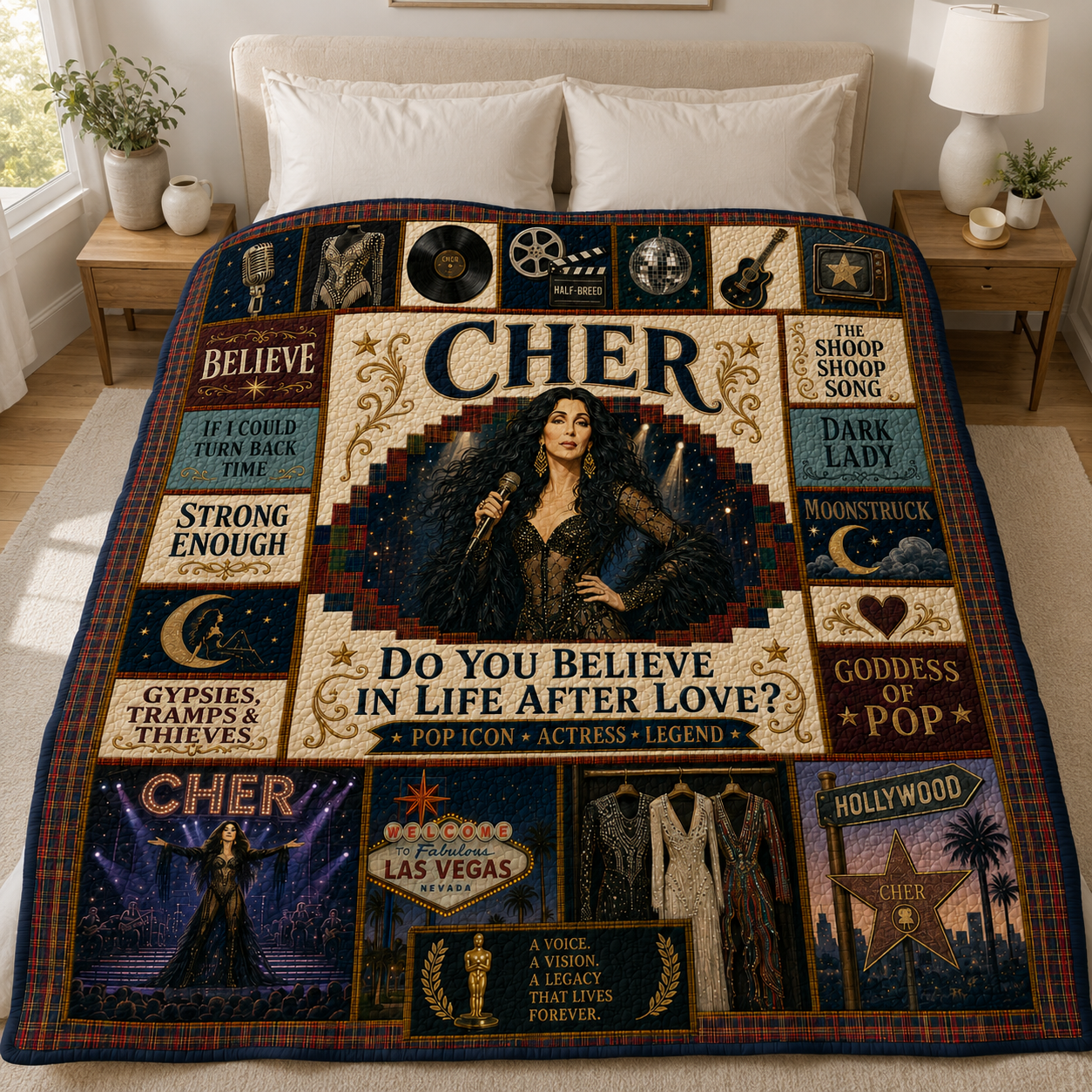 Cher Quilt Blanket – Iconic Symbol Pop Queen Nostalgic High Quality Blanket