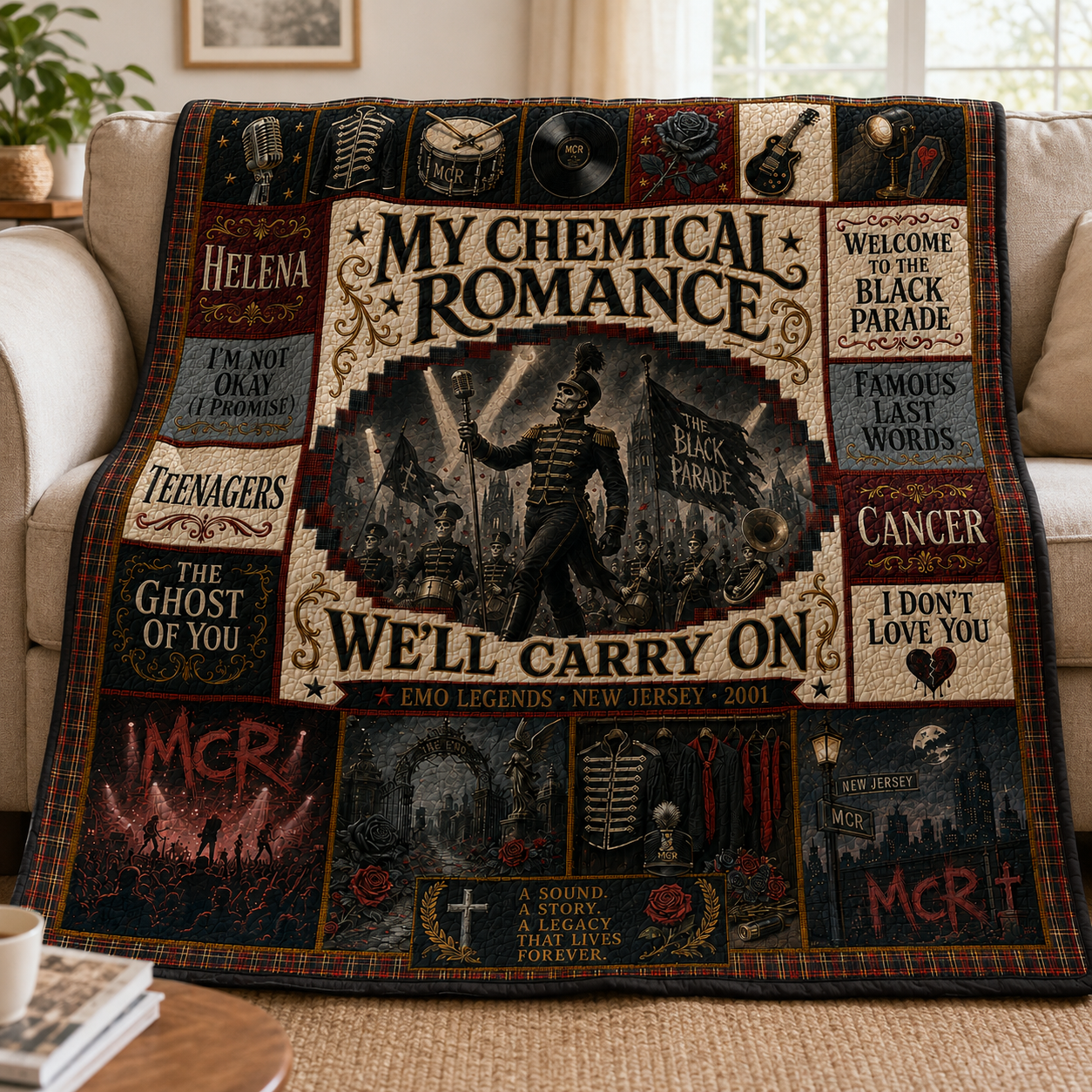 My Chemical Romance Quilt Blanket – Iconic Symbol Emo Nostalgic High Quality Blanket