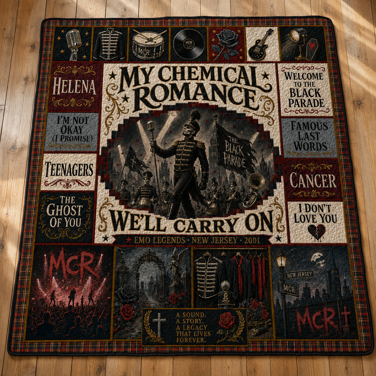 My Chemical Romance Quilt Blanket – Iconic Symbol Emo Nostalgic High Quality Blanket