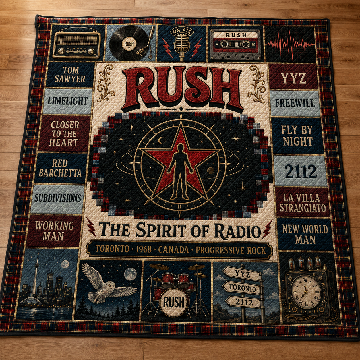 Rush Quilt Blanket – Iconic Symbol Nostalgic High Quality Blanket