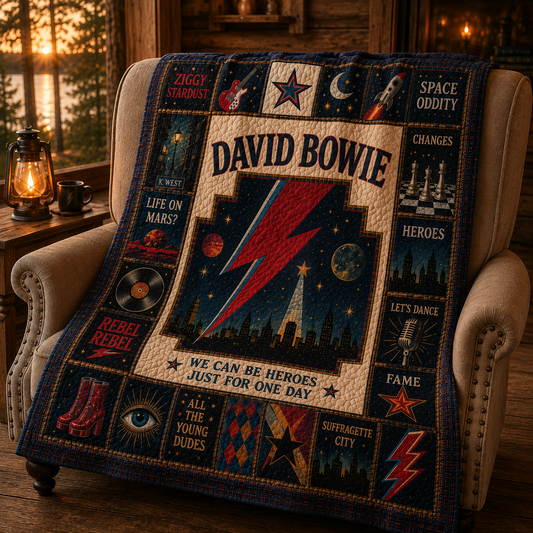 David Bowie Quilt Blanket – Iconic Symbol Starman Inspired High Quality Quilt Blanket