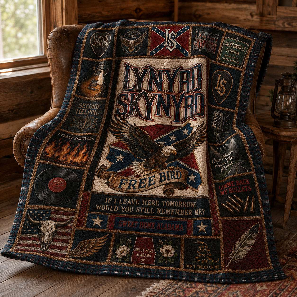Lynyrd Skynyrd Quilt Blanket – Iconic Symbol Nostalgic High Quality Blanket