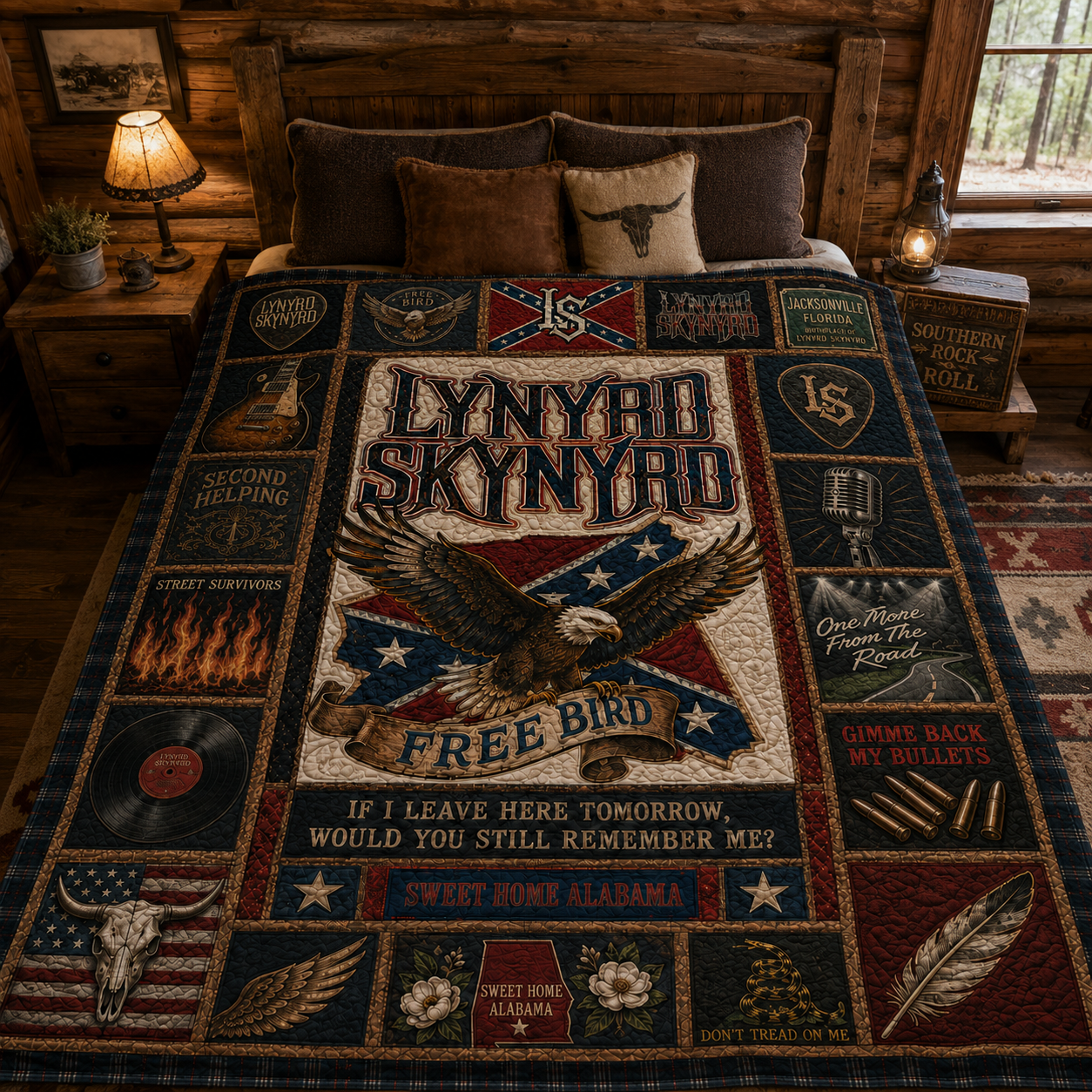Lynyrd Skynyrd Quilt Blanket – Iconic Symbol Nostalgic High Quality Blanket