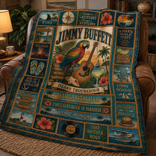 Jimmy Buffett Quilt Blanket – Iconic Symbol Nostalgic High Quality Blanket