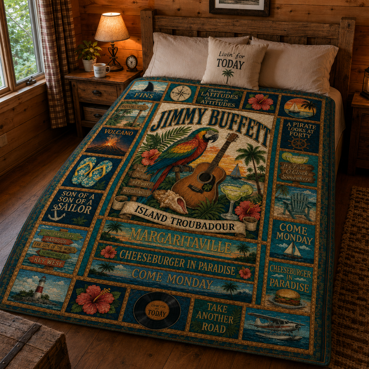 Jimmy Buffett Quilt Blanket – Iconic Symbol Nostalgic High Quality Blanket