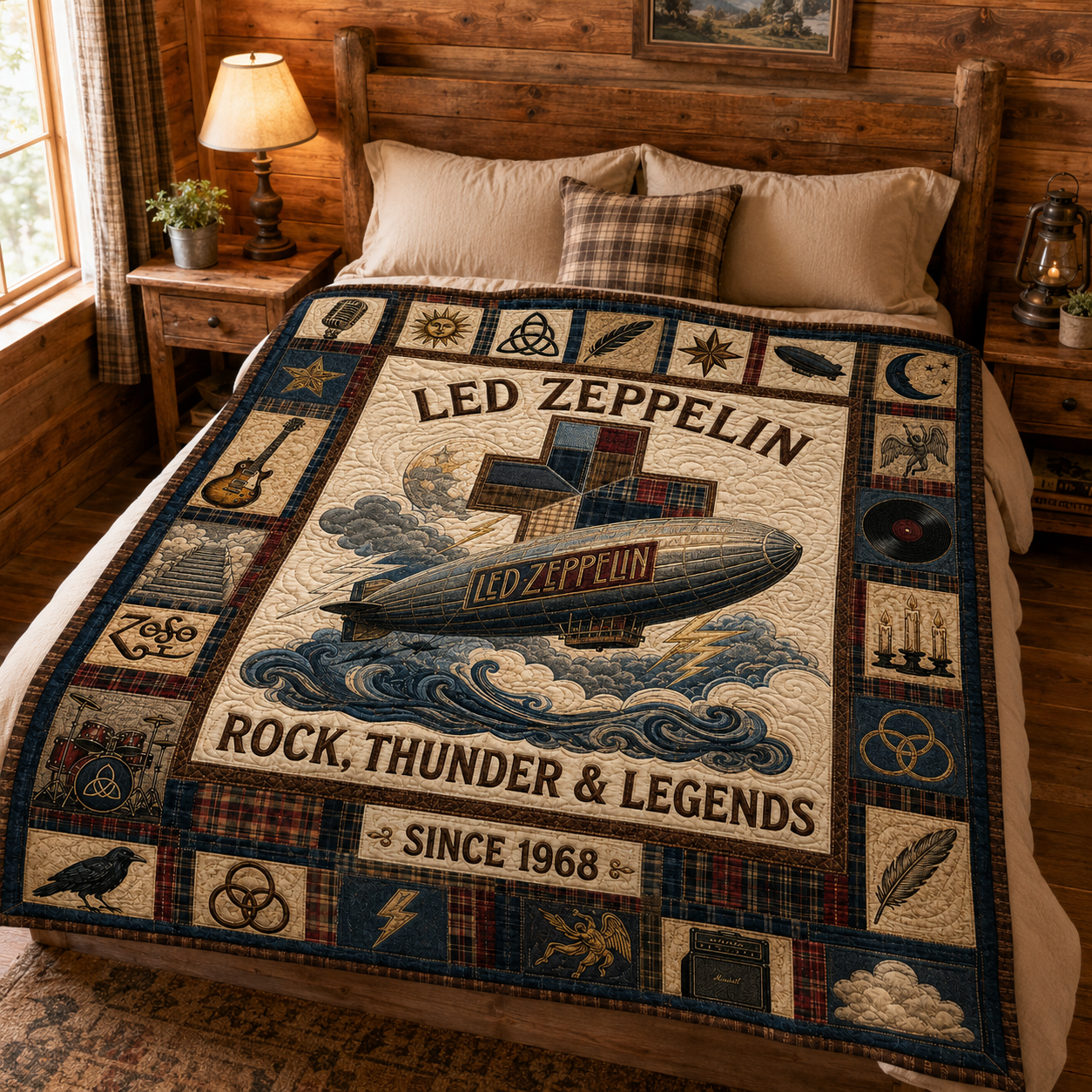 Led Zeppelin Quilt Blanket – Iconic Symbol Nostalgic High Quality Blanket