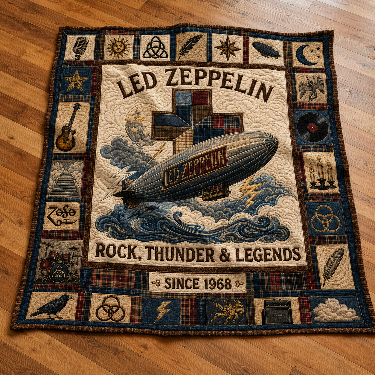 Led Zeppelin Quilt Blanket – Iconic Symbol Nostalgic High Quality Blanket