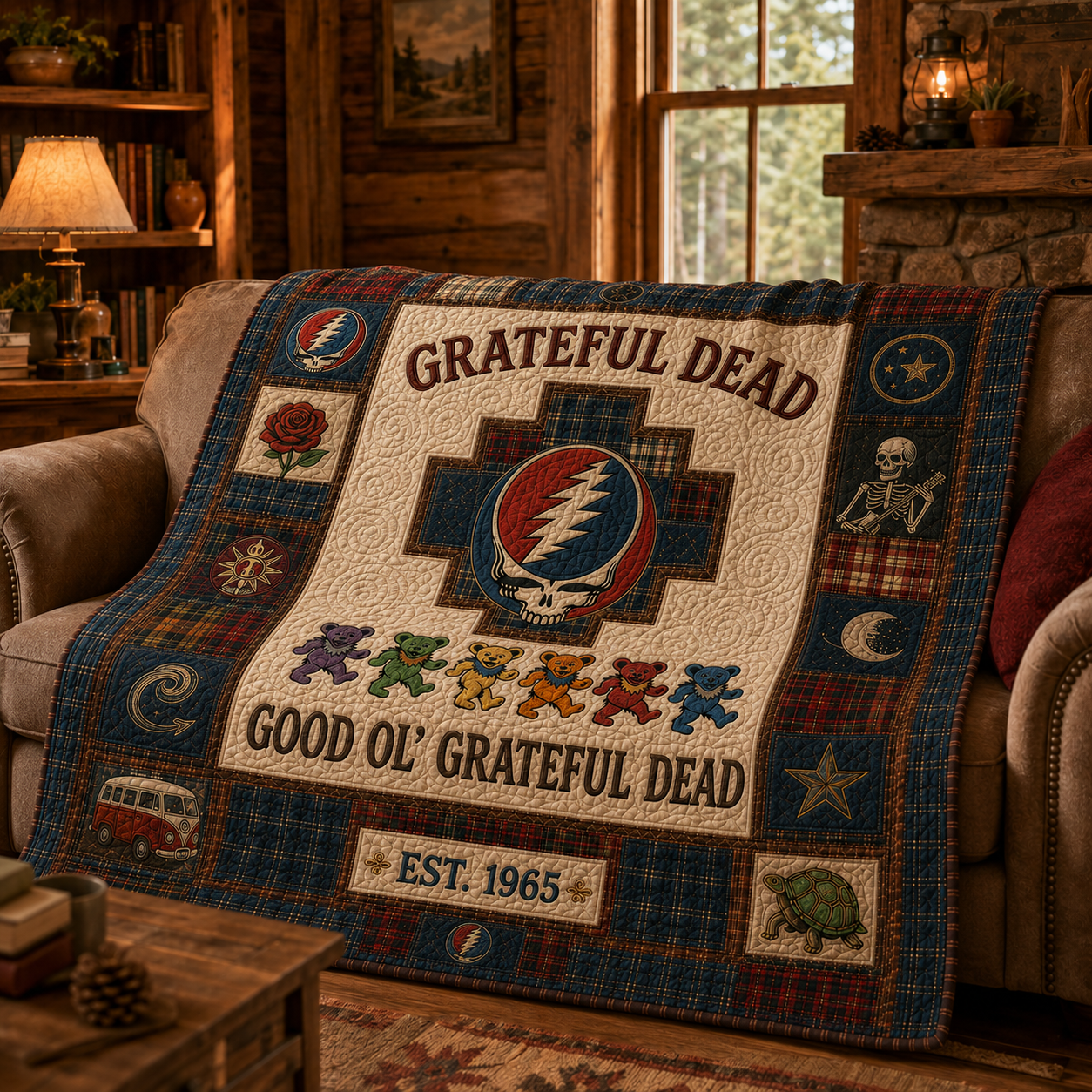 Grateful Dead Quilt Blanket – Iconic Symbol Nostalgic High Quality Blanket