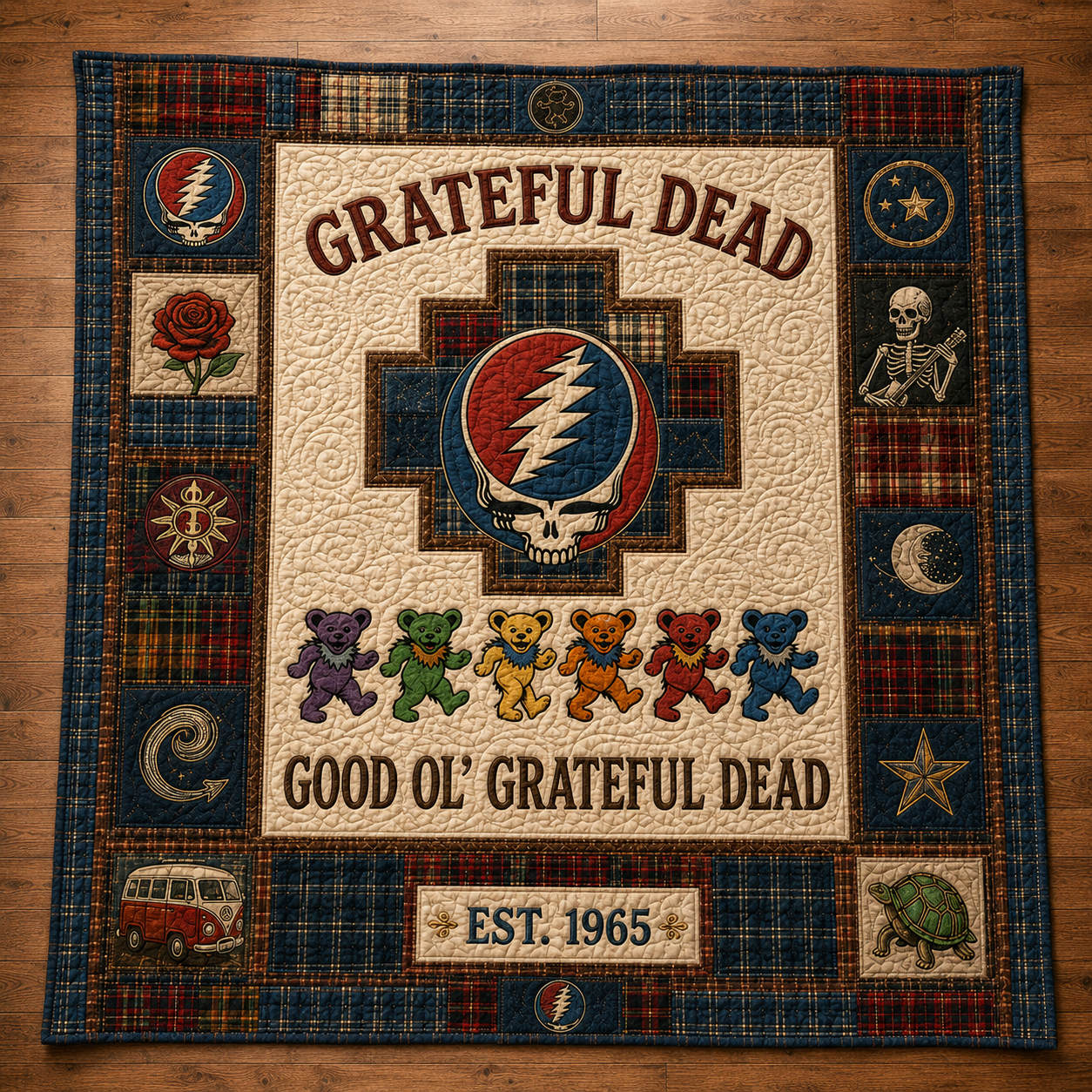 Grateful Dead Quilt Blanket – Iconic Symbol Nostalgic High Quality Blanket