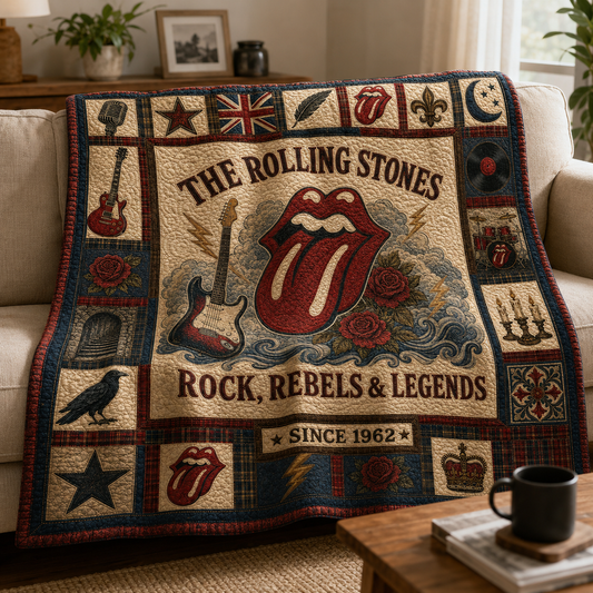 The Rolling Stones Quilt Blanket – Iconic Symbol Nostalgic High Quality Blanket