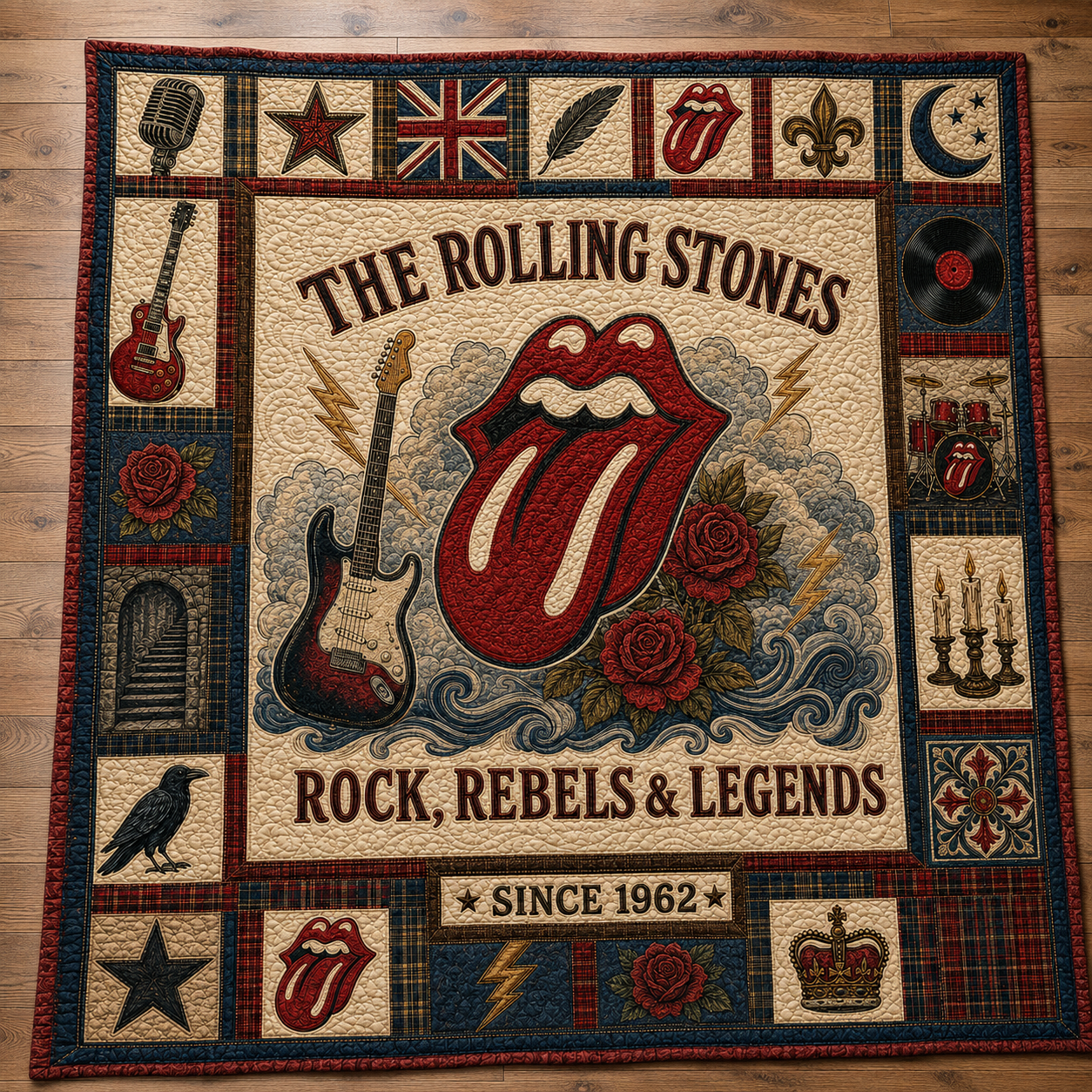 The Rolling Stones Quilt Blanket – Iconic Symbol Nostalgic High Quality Blanket