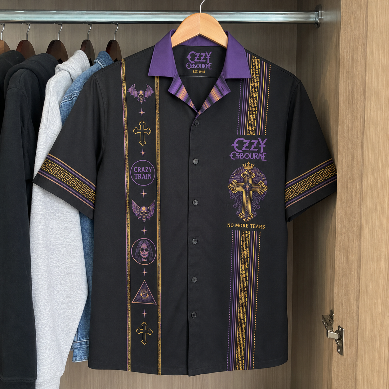 Ozzy Osbourne Luxury Design Hawaiian Shirt - Mexican Inpsired Purple Hawaiian Shirt