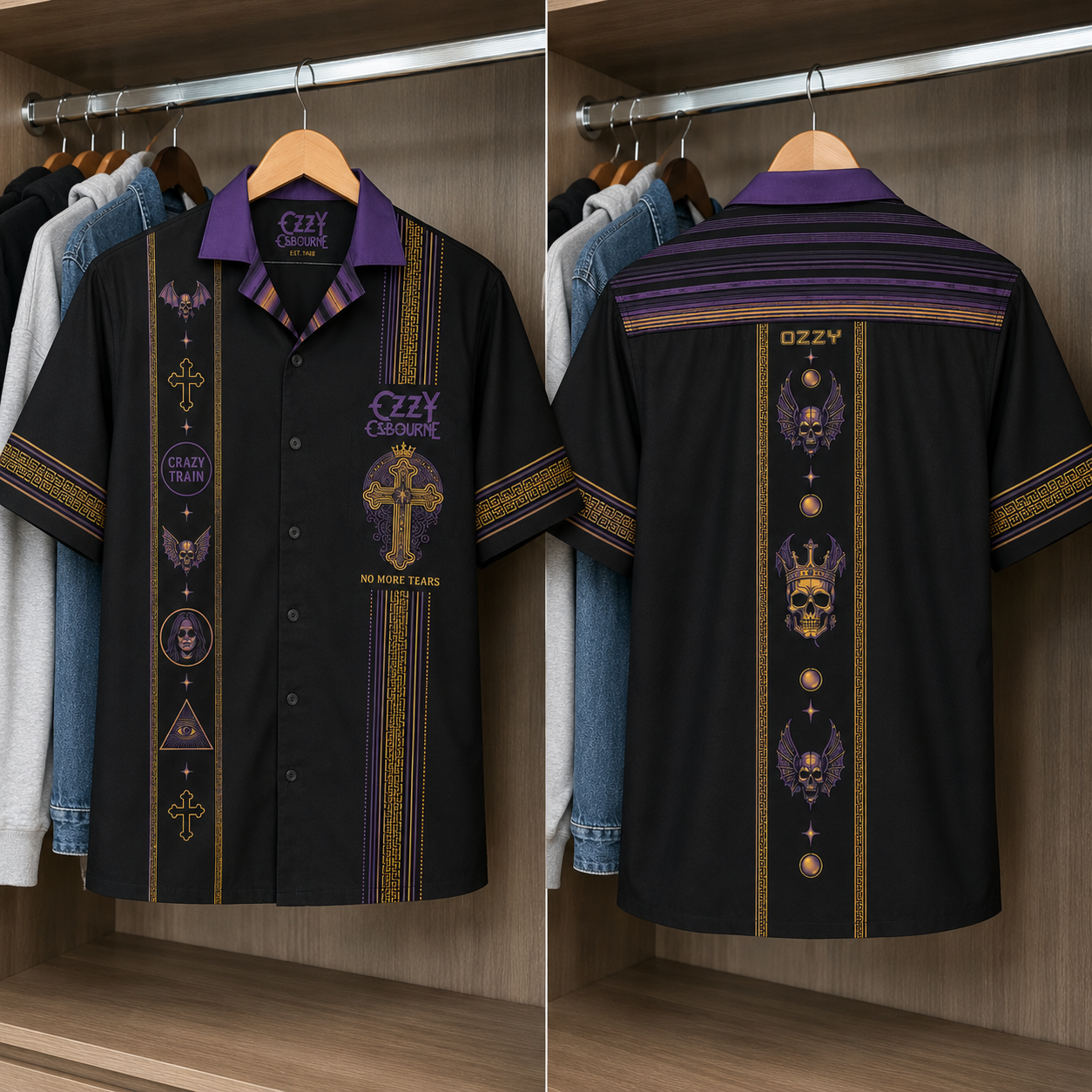 Ozzy Osbourne Luxury Design Hawaiian Shirt - Mexican Inpsired Purple Hawaiian Shirt