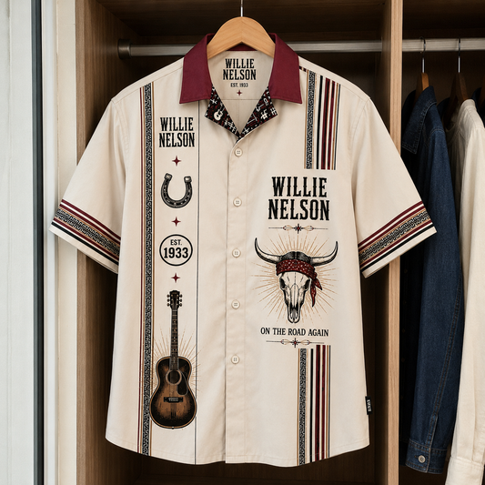 Willie Nelson Luxury Design Hawaiian Shirt - Mexican Inpsired Hawaiian Shirt White Version