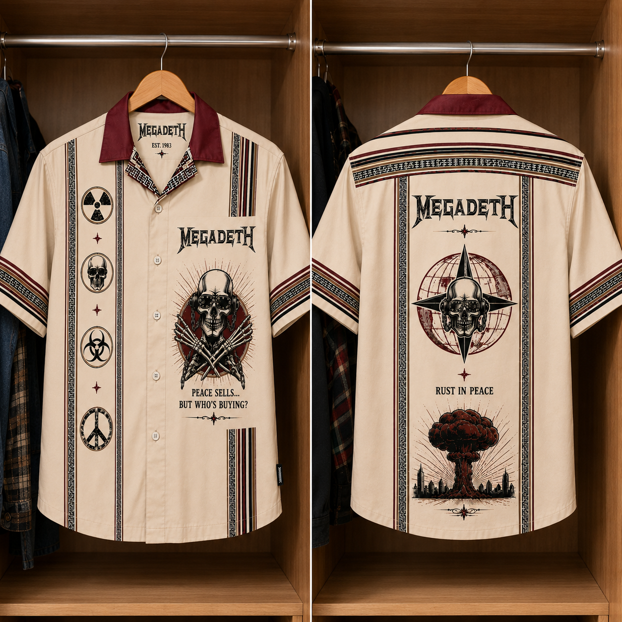 Megadeth Luxury Design Hawaiian Shirt - Mexican Inpsired Hawaiian Shirt White Version