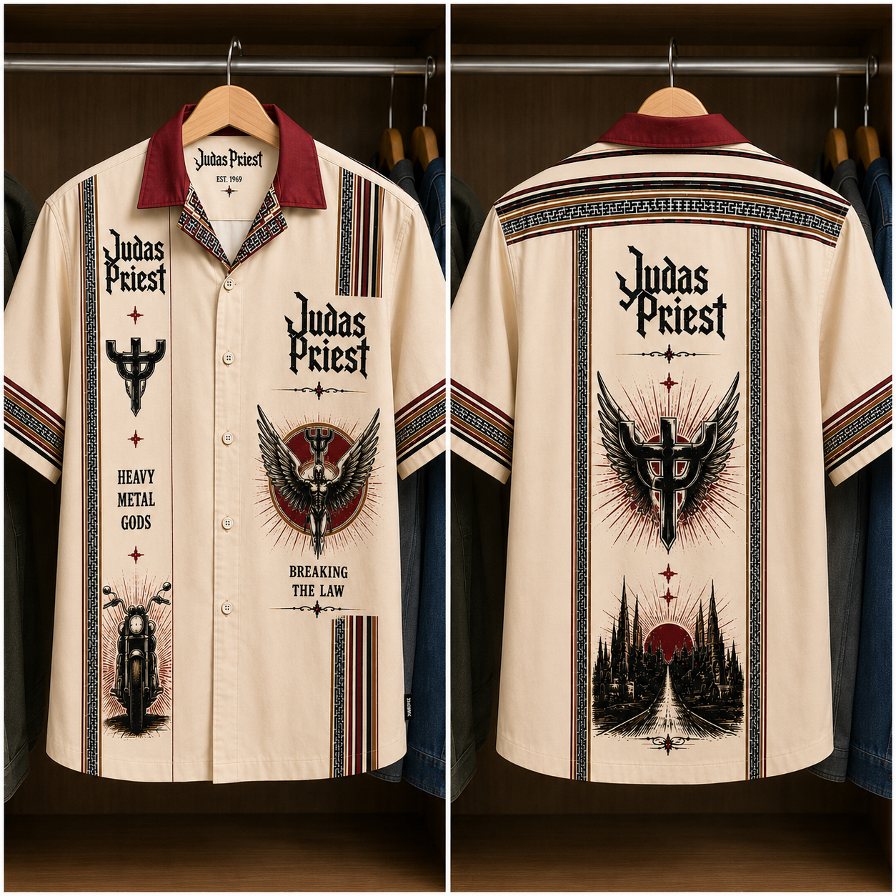 Judas Priest Luxury Design Hawaiian Shirt - Mexican Inpsired Hawaiian Shirt White Version