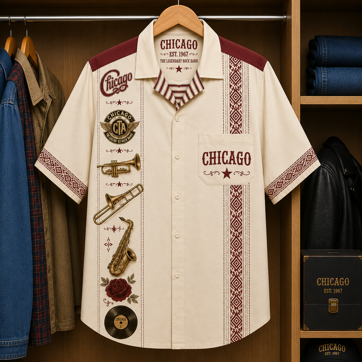 Chicago Luxury Hawaiian Shirt - Mexican Inspired Hawaiian Shirt White Version