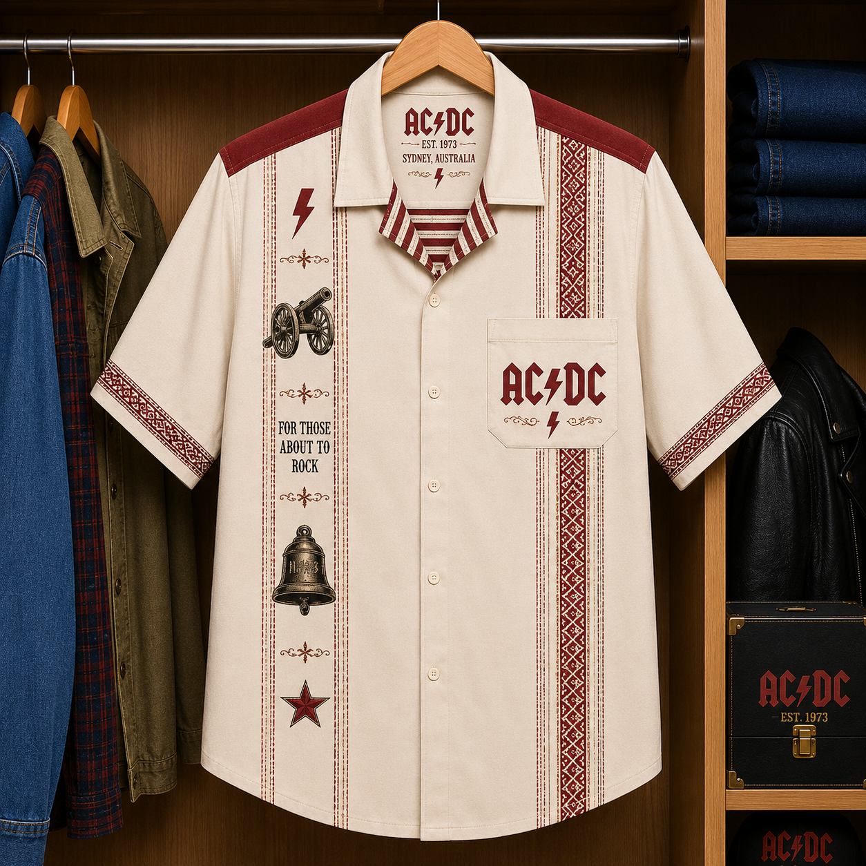 ACDC Luxury Hawaiian Shirt - Mexican Inspired Hawaiian Shirt White Version