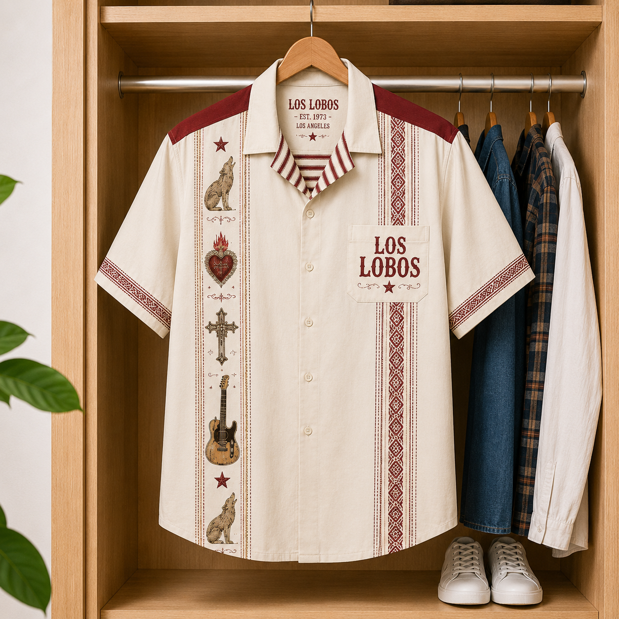 Los Lobos Luxury Hawaiian Shirt - Mexican Inspired Hawaiian Shirt White Version